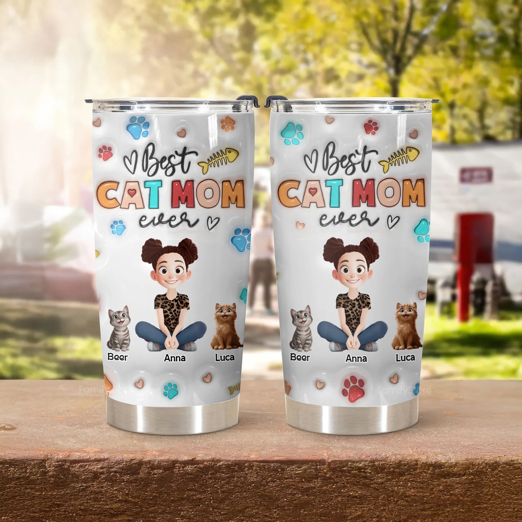 Proud To Be Cat Mom 3D Inflated Effect Cartoon Cat - Personalized Tumbler Cup - Gift for Pet Owners, Pet Lovers, Cat Mom | CLP15 NH96 - Image 3