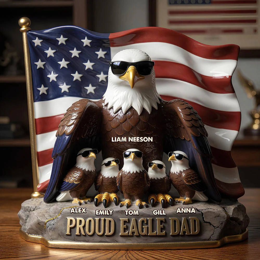Pround Eagle Dad - Personalized Shape Acrylic Plaque - Patriotic Gift For Dad, Grandpa