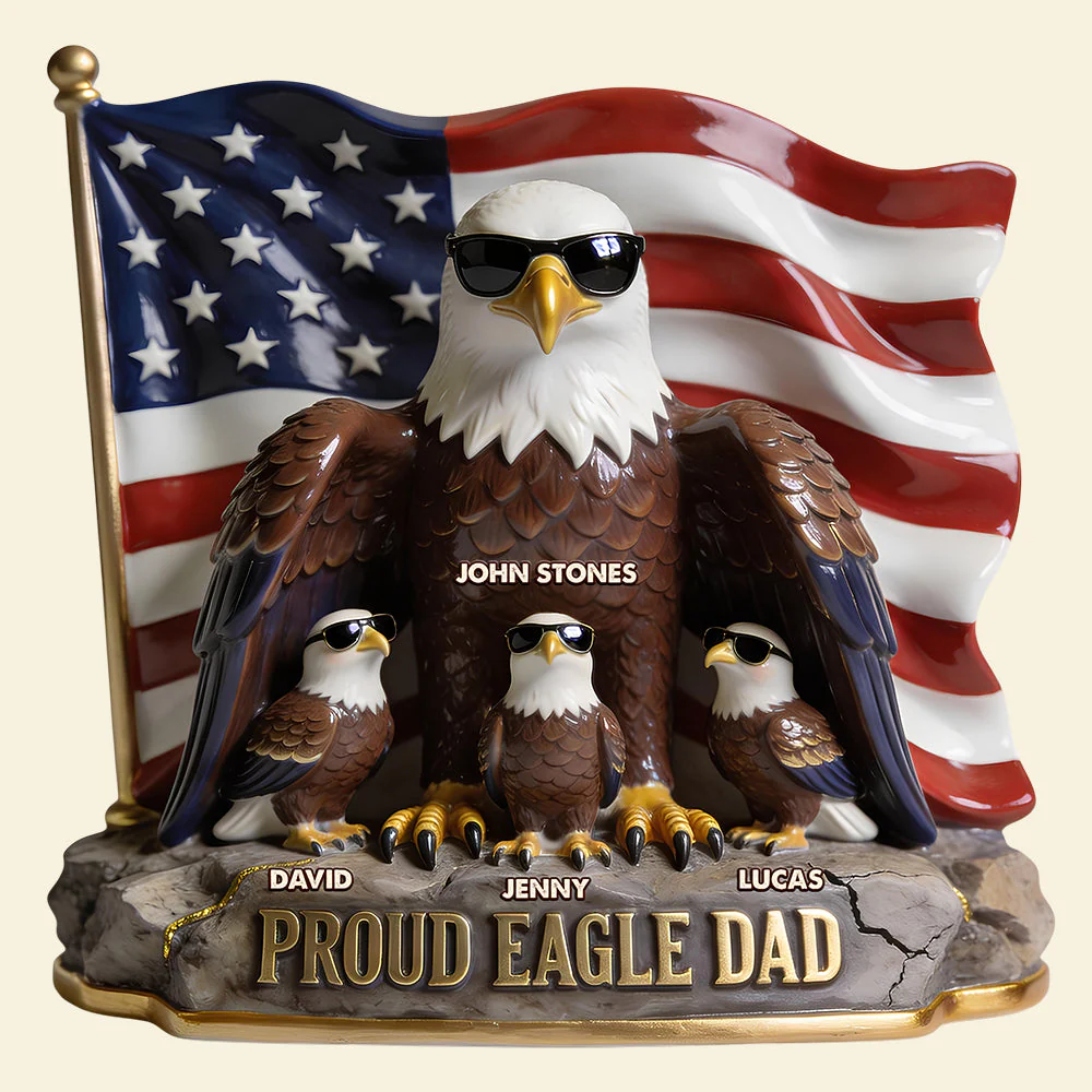 Pround Eagle Dad - Personalized Shape Acrylic Plaque - Patriotic Gift For Dad, Grandpa - Image 3