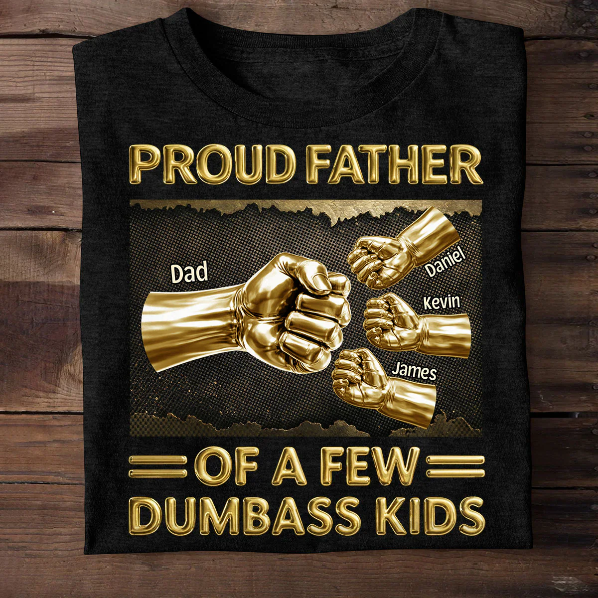 Pround Father Of A New Dumbass Kids - Personalized Shirt - Gift For Dad, Grandpa - Image 2
