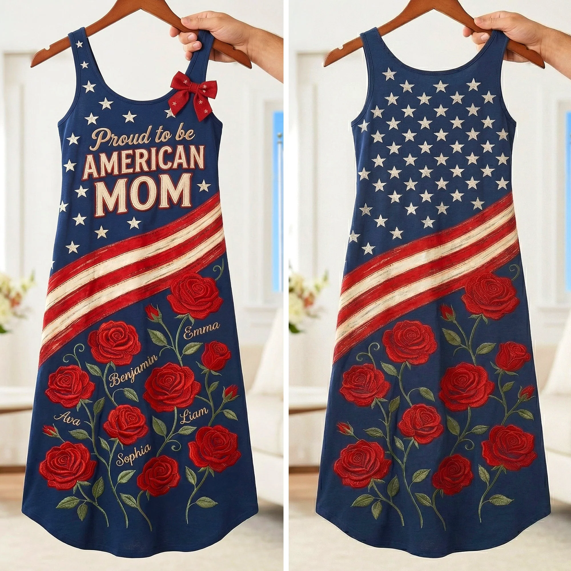 Pround To Be American Mom - Personalized Maxi Dress - Gift For Mom, Grandma - Image 2