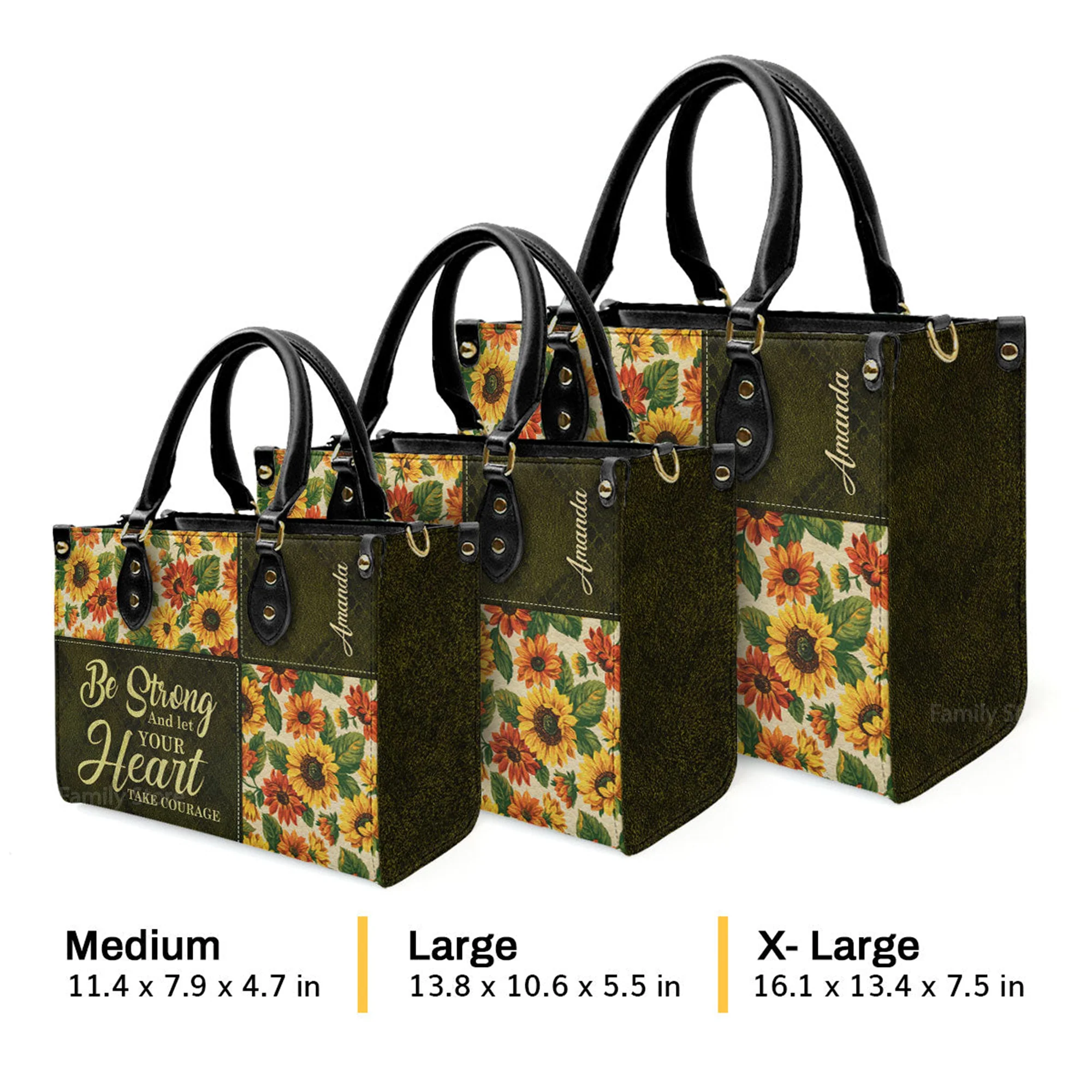 Psalm 3124 Be Strong And Let Your Heart Take Courage - Unique Personalized Leather Handbag - AT4080936 - Image 4