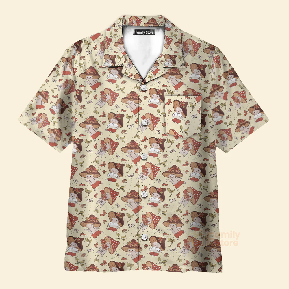 Psychedelic mushrooms, Mushroom pattern shirt, Cute Mushroom Shirt - Image 2