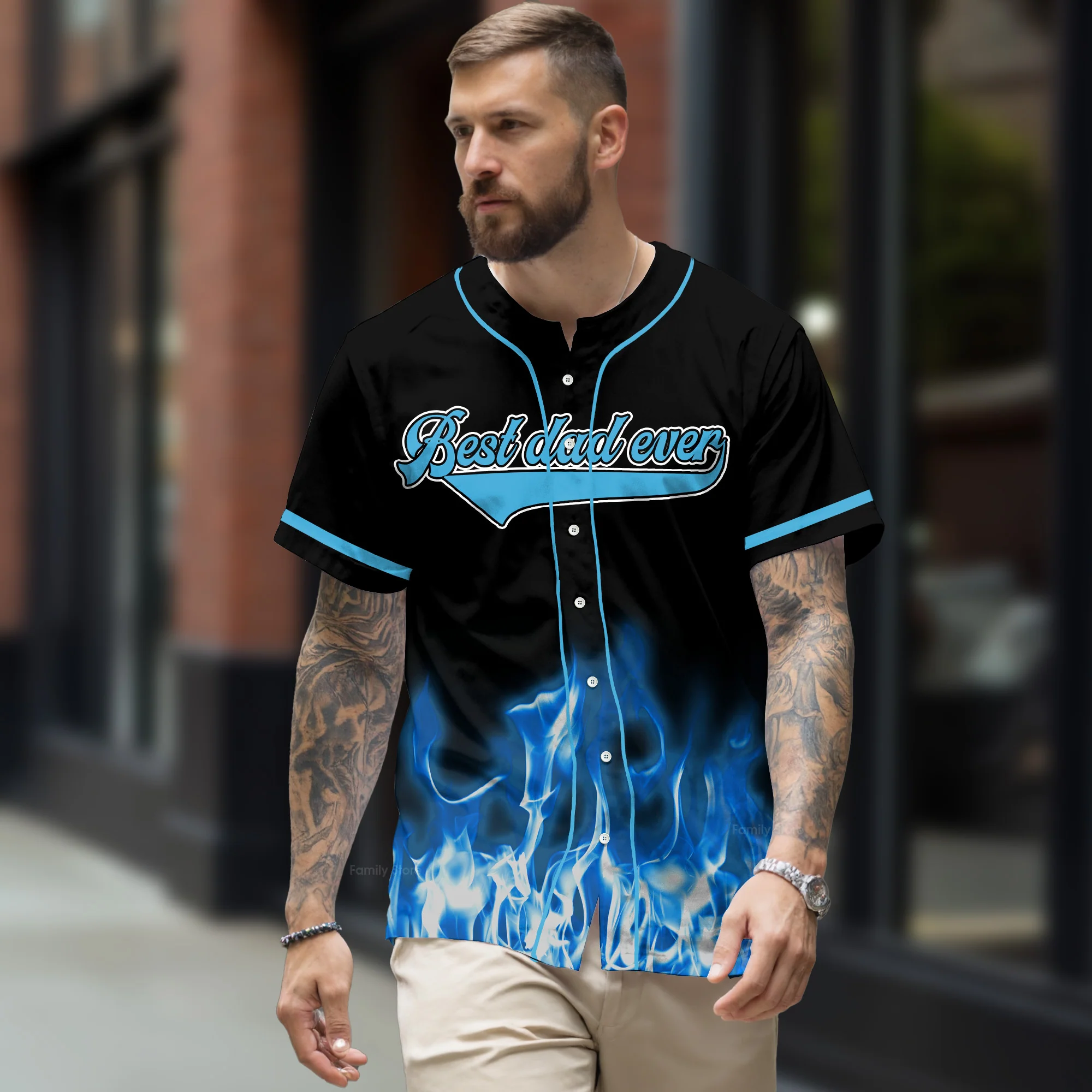 PT DrBa Best Dad Ever - Personalized Baseball Jersey - Christant Gift For Him - Gift for Dad | CL03 - Image 2