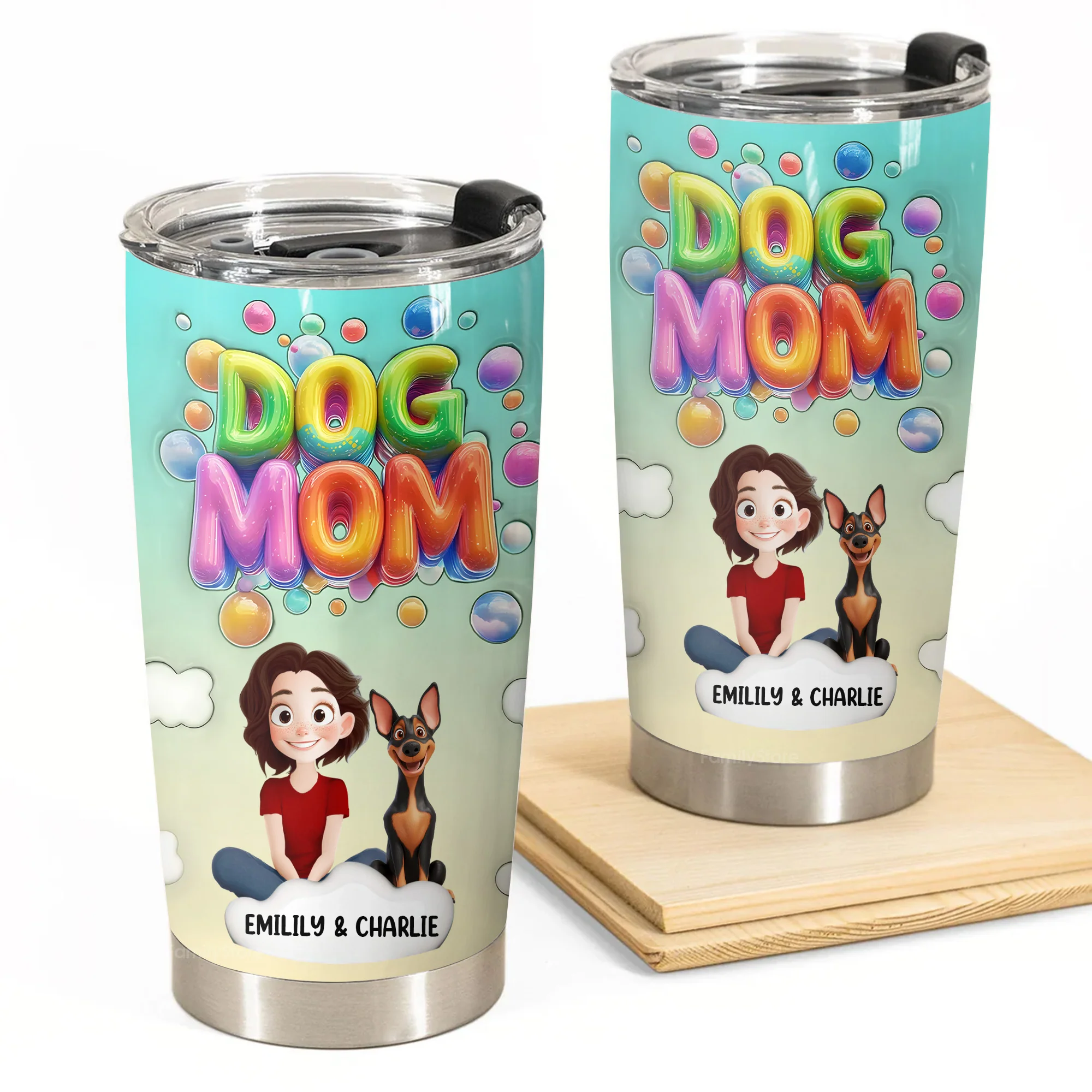 Puppy Love Moments 3D Inflated Effect Cartoon Dog - Personalized Tumbler Cup - Gift for Pet Owners, Pet Lovers, Dog Mom | CLP15.V3 NH96