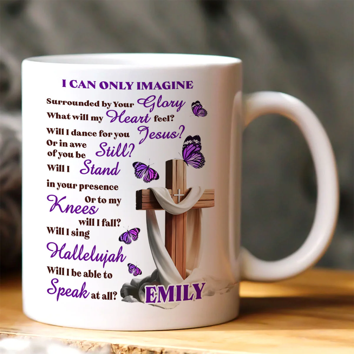 Purple I Can Only Image - Personalized Ceramic Coffee Mug - Christian Gift For Her BA01