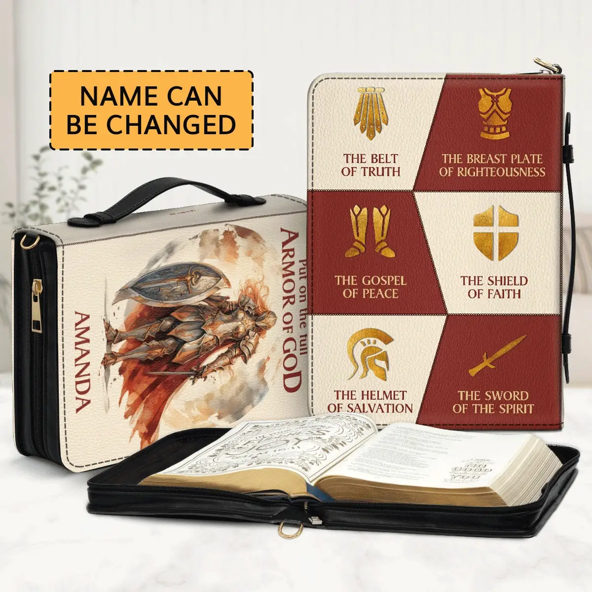 Put On The Full Armor Of God - Personalized Bible Cover HL128