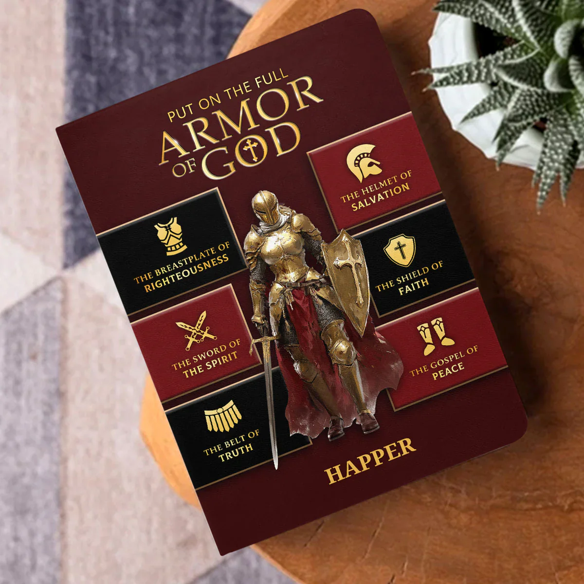 Put On The Full Armor Of God - Personalized Leather Cover Notebook - Image 3