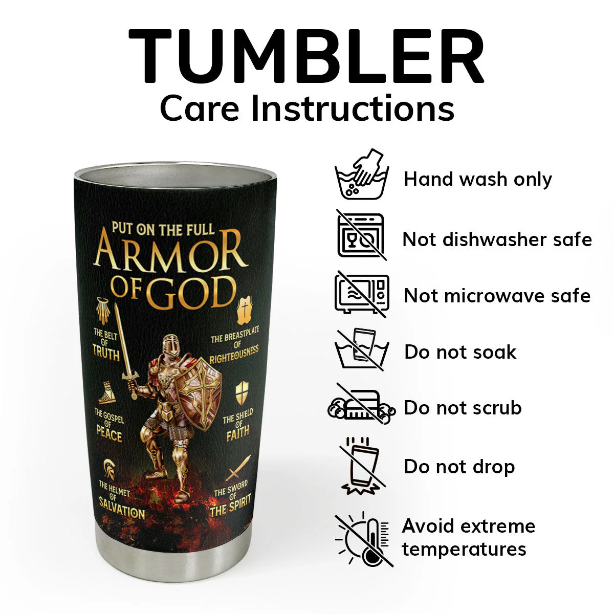 Put On The Full Armor Of God - Personalized Stainless Steel Tumbler | HN02 - Image 4