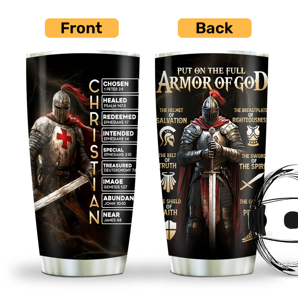 Put On The Full Armor Of God - Personalized Stainless Steel Tumbler TD118 - Image 3