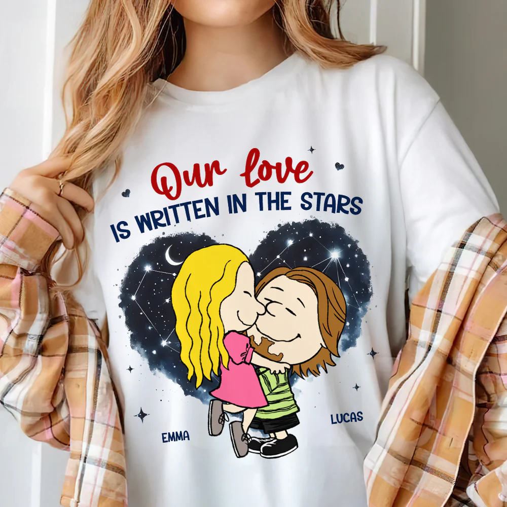 Our Love Is Written In The Stars Peanut - Personalized Shirt - Gift For Couple, Husband Wife | GR8 NH96 - Image 4