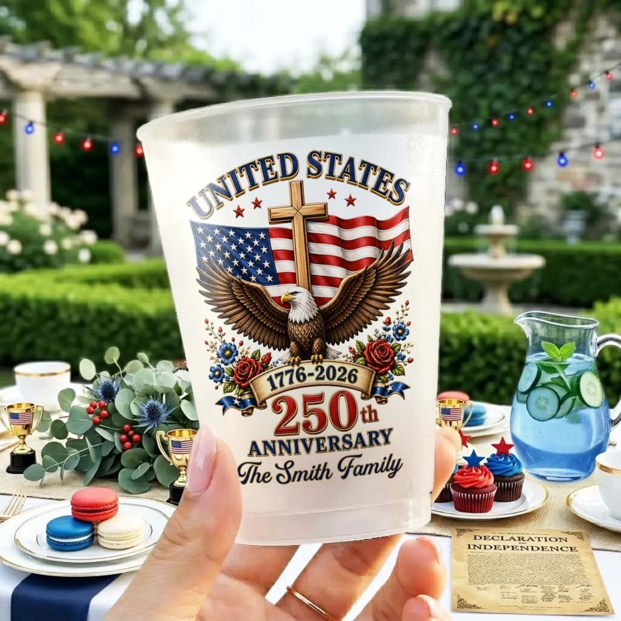 Raise A Cup To Our Legacy - Personalized Frosted Cups - Patriotic Gift For Family - Image 2