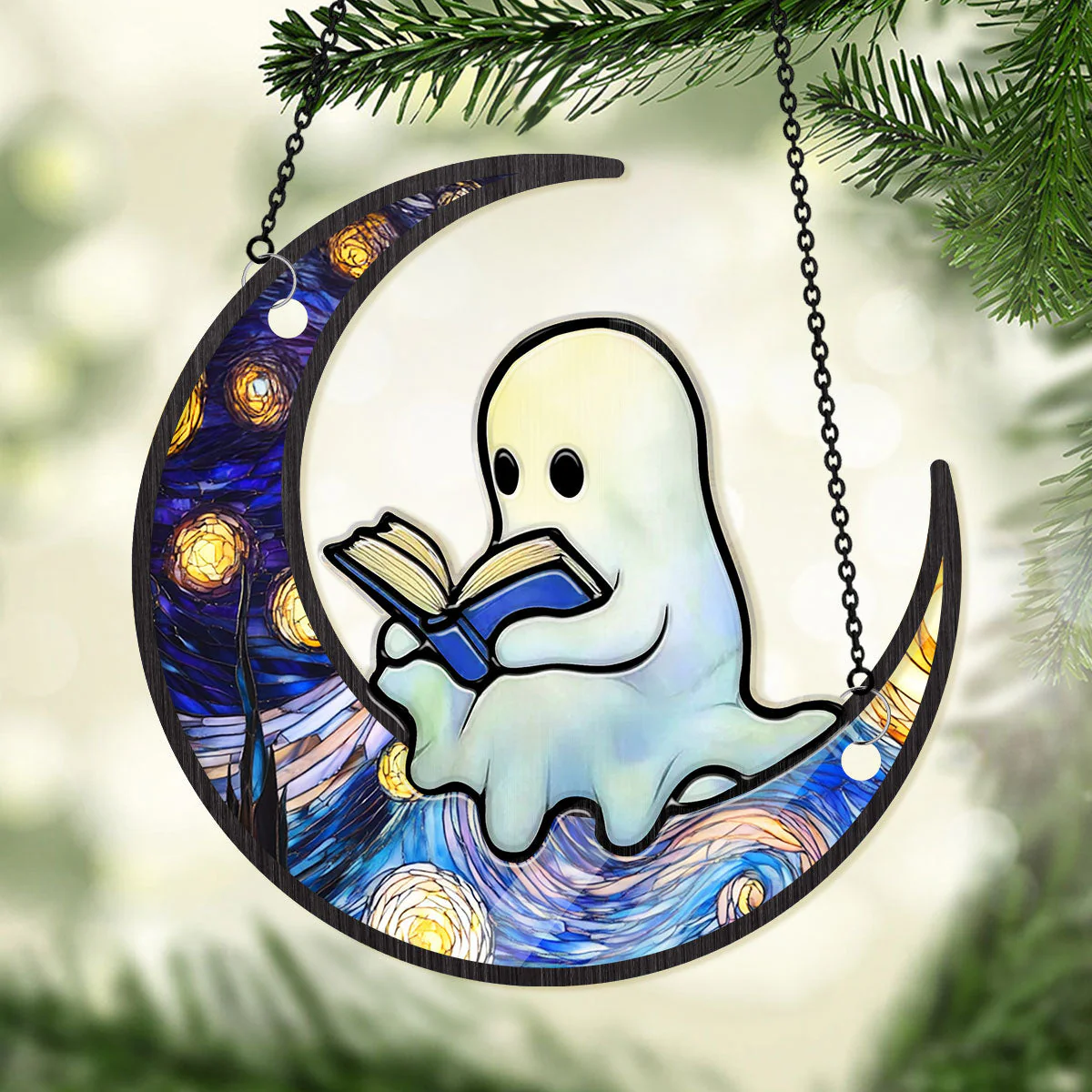 Reading Ghost - Personalized Window Hanging Suncatcher - Image 2