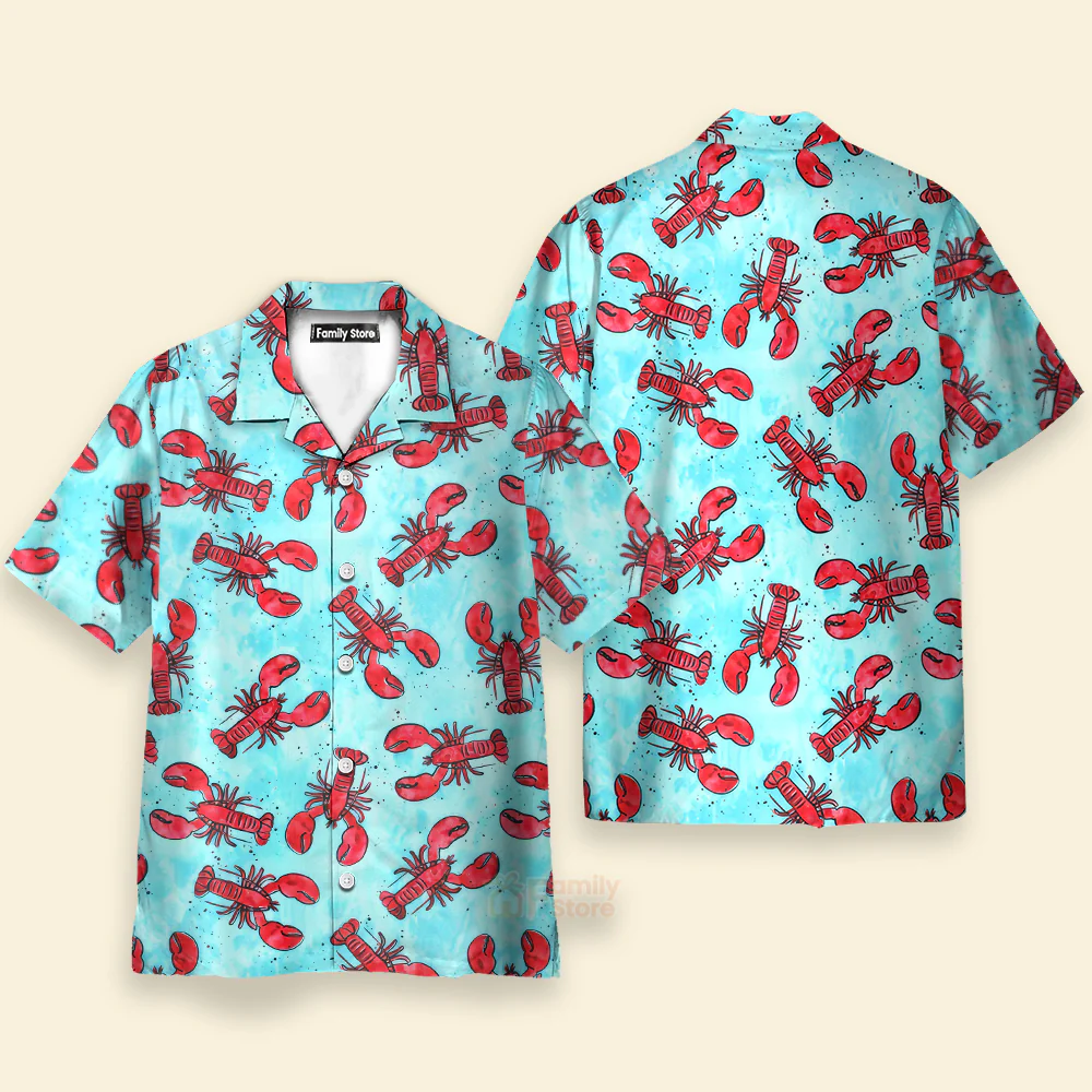 Red Lobster And Blue Ocean - Hawaiian Shirt - Image 4