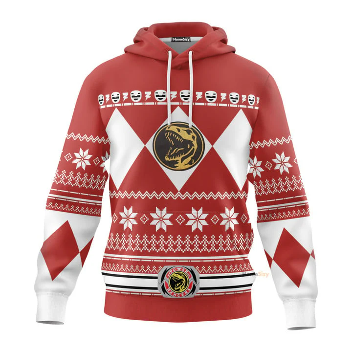 Red Mighty Morphin Power Ranger Costumes - C1 3D Hoodie
