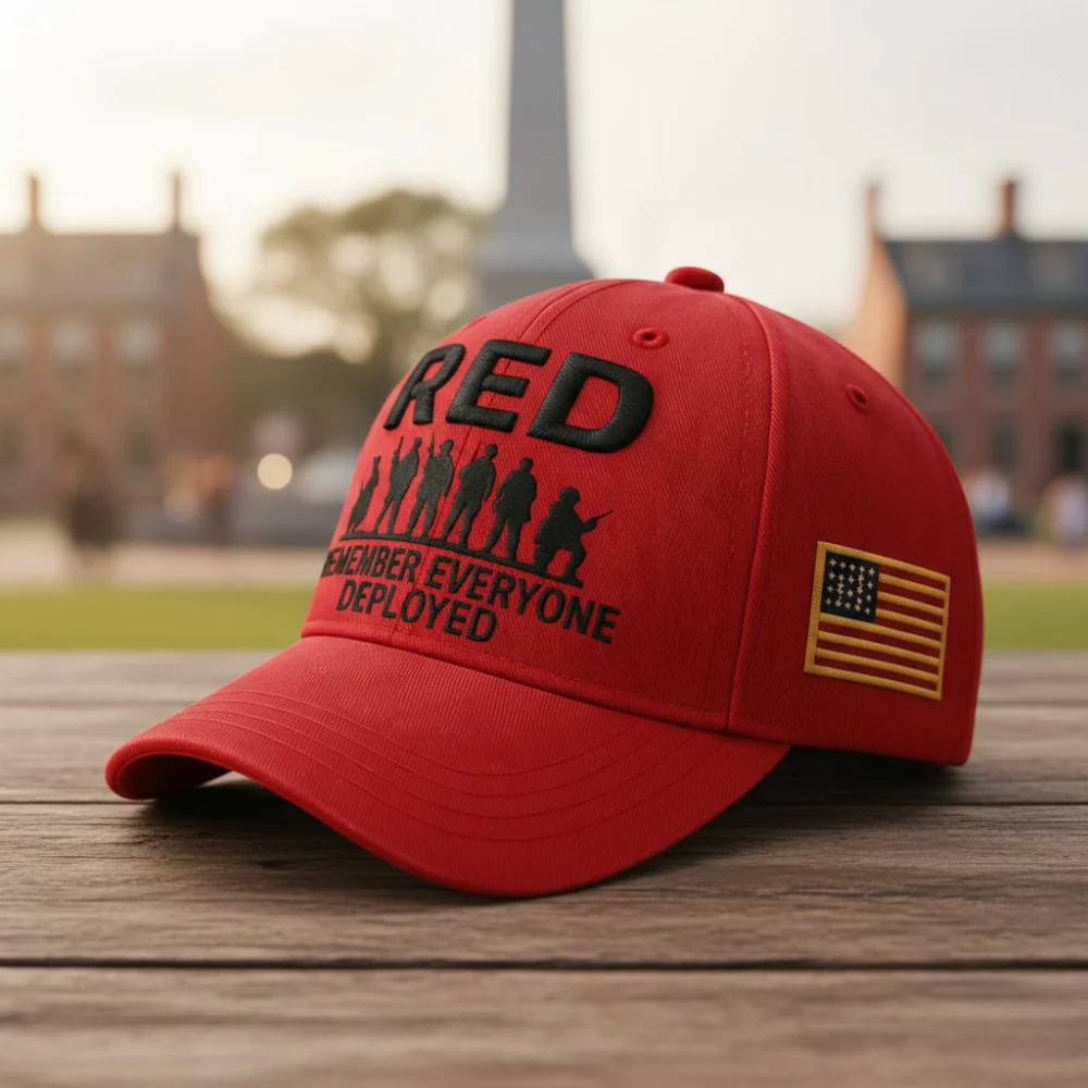 Red Remember Everyone Deployed - Embroidered Cap - Gift For Veterans HN02 - Image 3