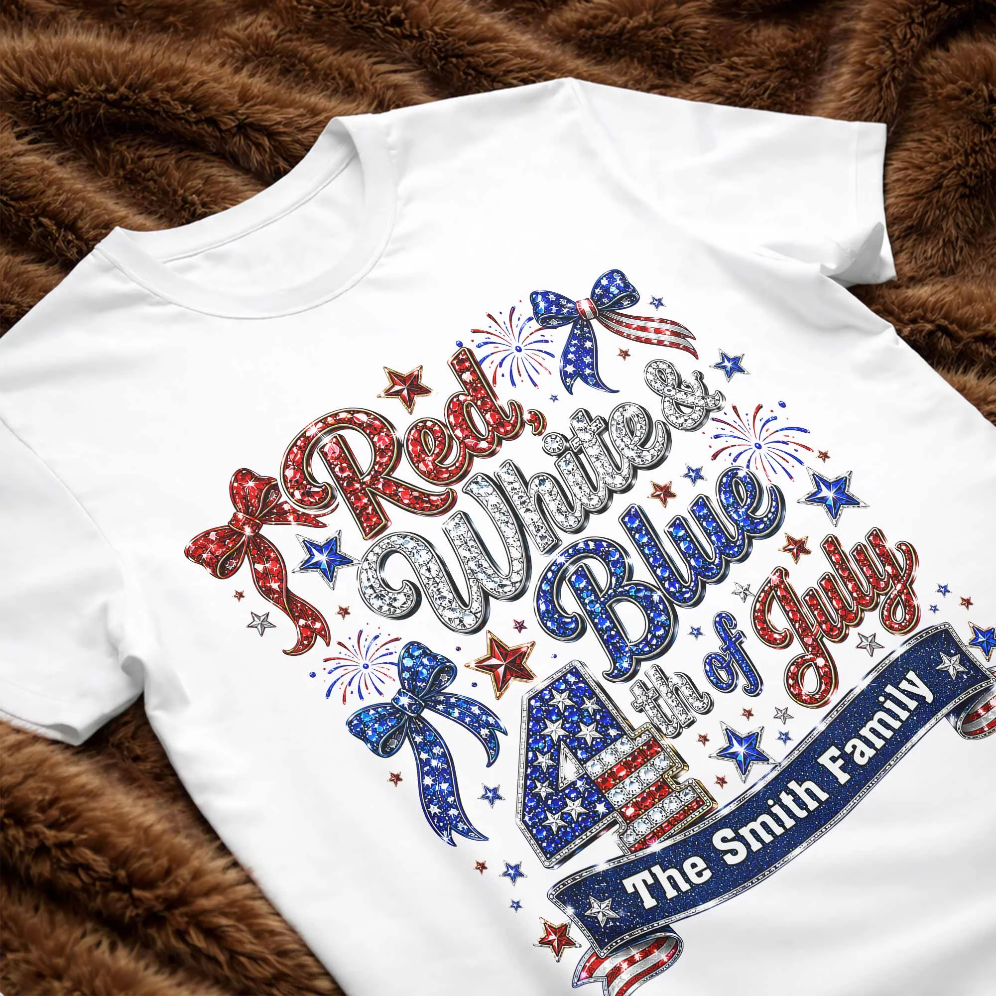 Red White Blue 4th Of July Family Stars And Fireworks - Personalized Shirt - Gift For Patriotic Family - Image 12
