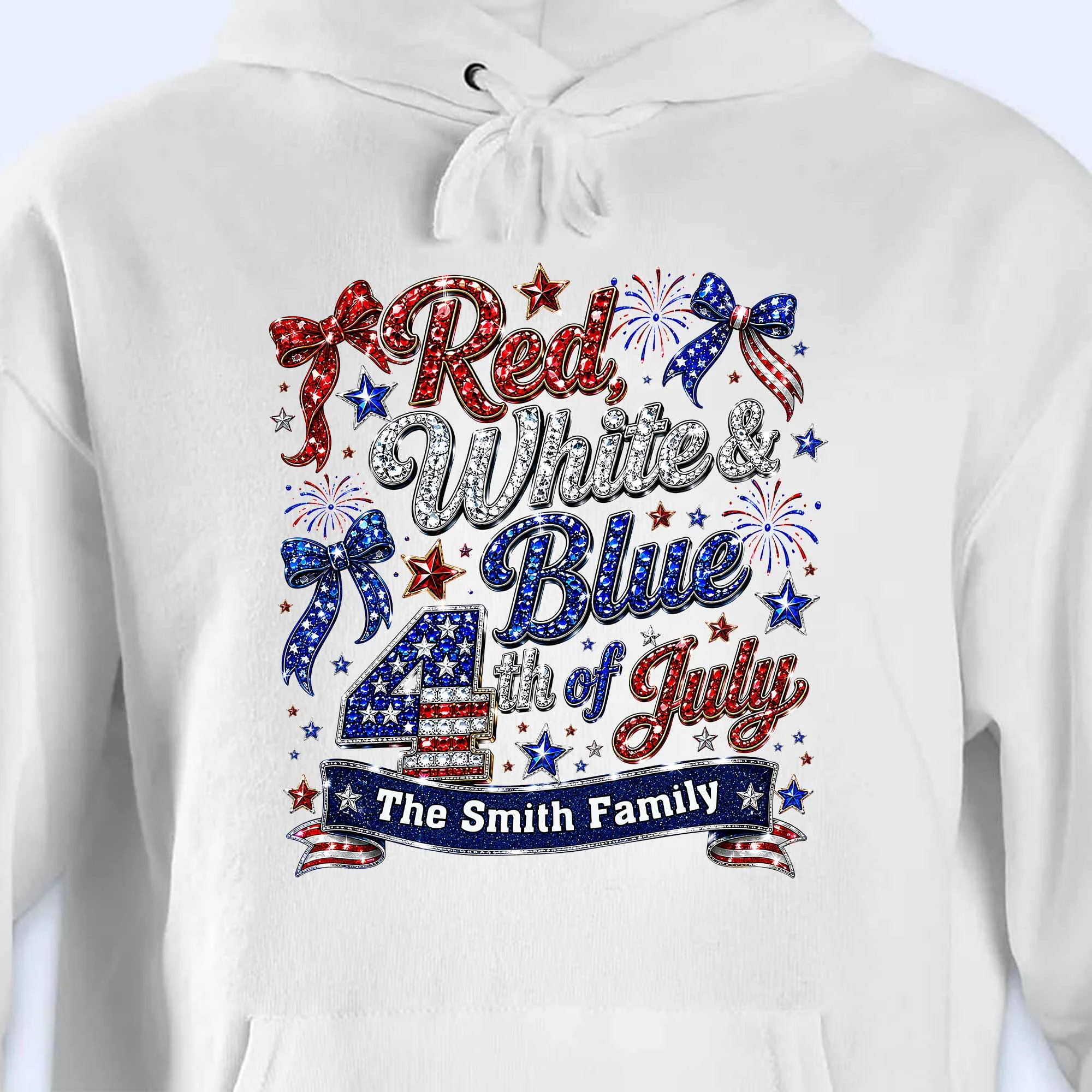 Red White Blue 4th Of July Family Stars And Fireworks - Personalized Shirt - Gift For Patriotic Family - Image 14