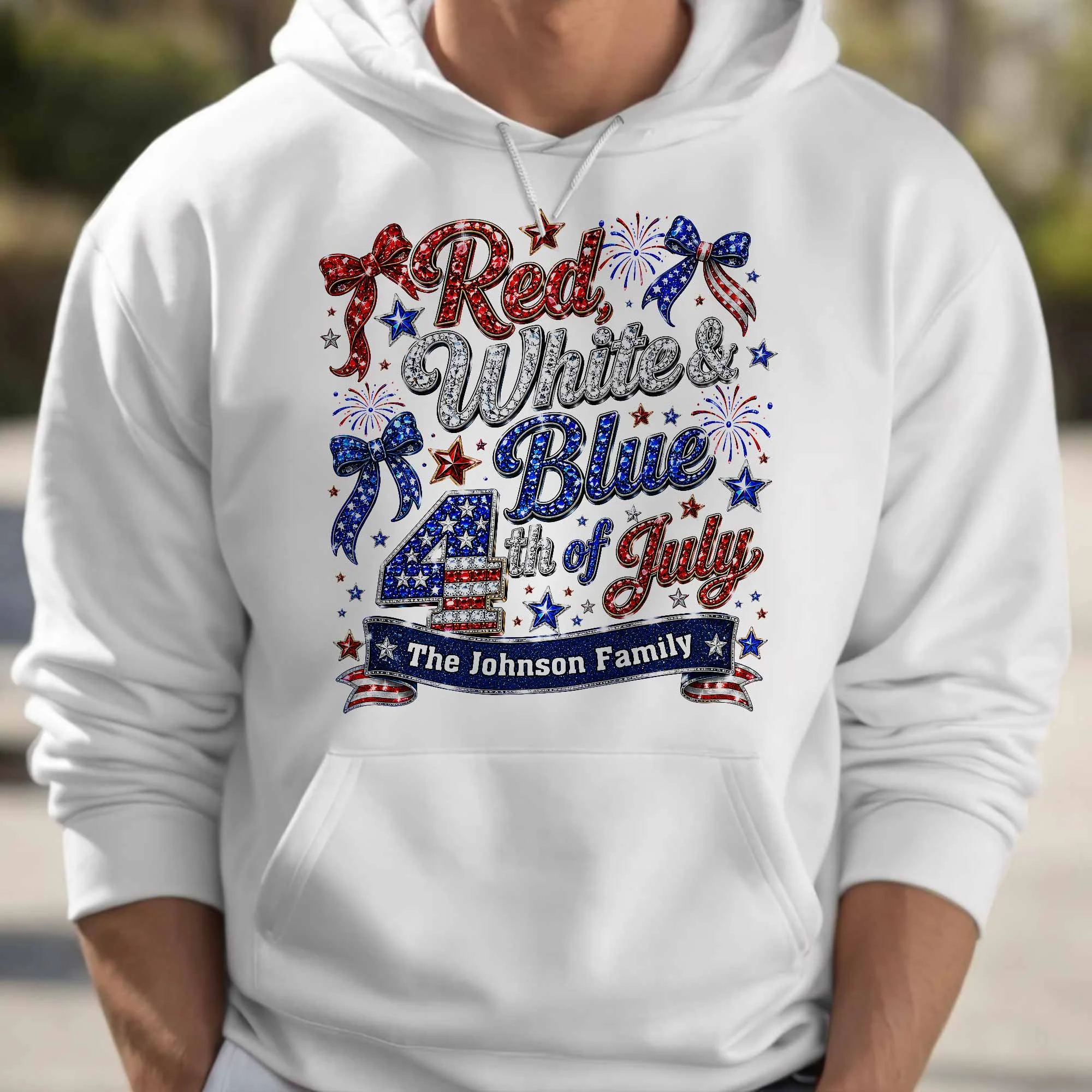 Red White Blue 4th Of July Family Stars And Fireworks - Personalized Shirt - Gift For Patriotic Family - Image 15