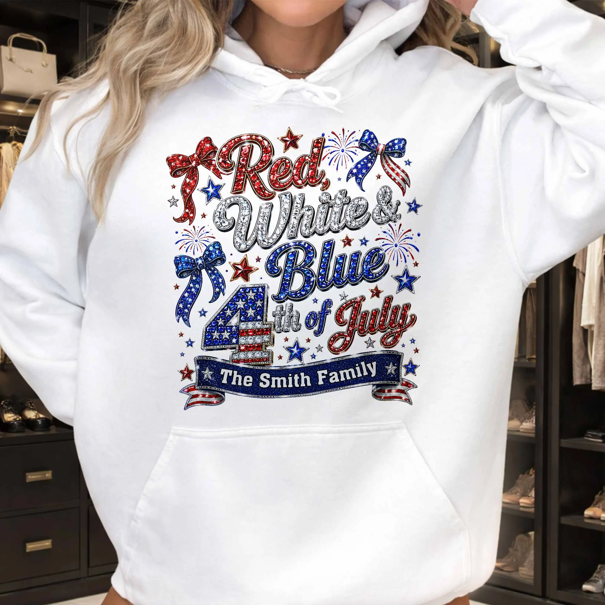 Red White Blue 4th Of July Family Stars And Fireworks - Personalized Shirt - Gift For Patriotic Family - Image 18