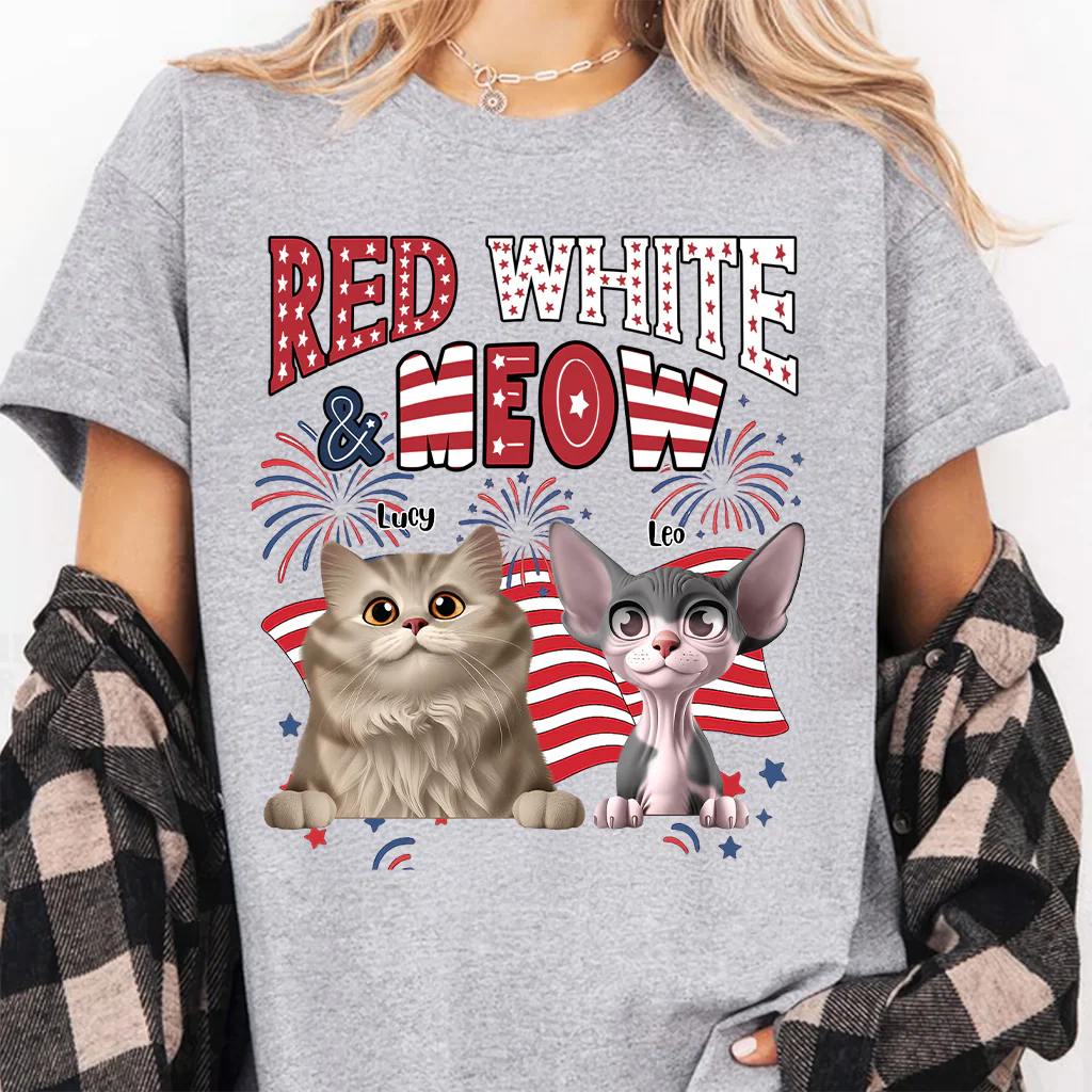 Red White Meow - Personalized T-shirt - Patriotic Gift For Cat, Pet Lovers | CLP16 HN02