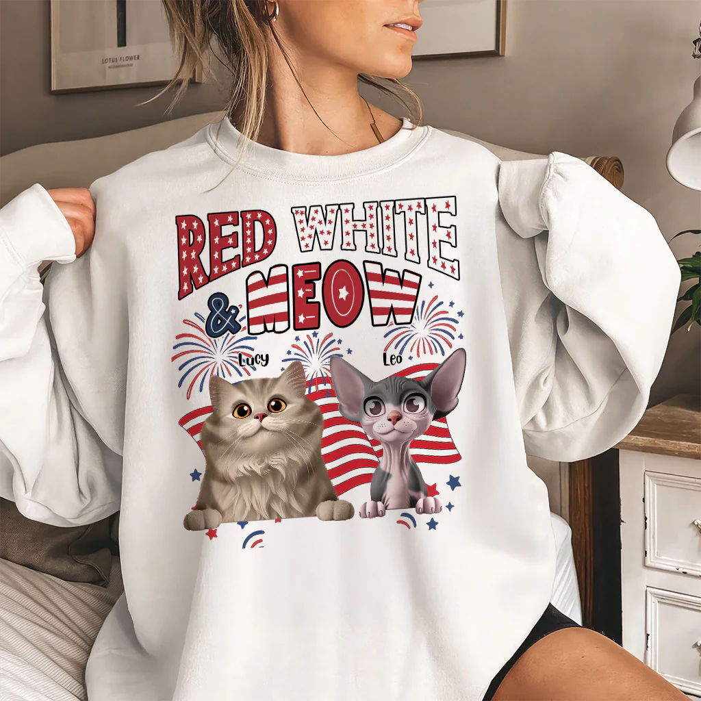 Red White Meow - Personalized T-shirt - Patriotic Gift For Cat, Pet Lovers | CLP16 HN02 - Image 6