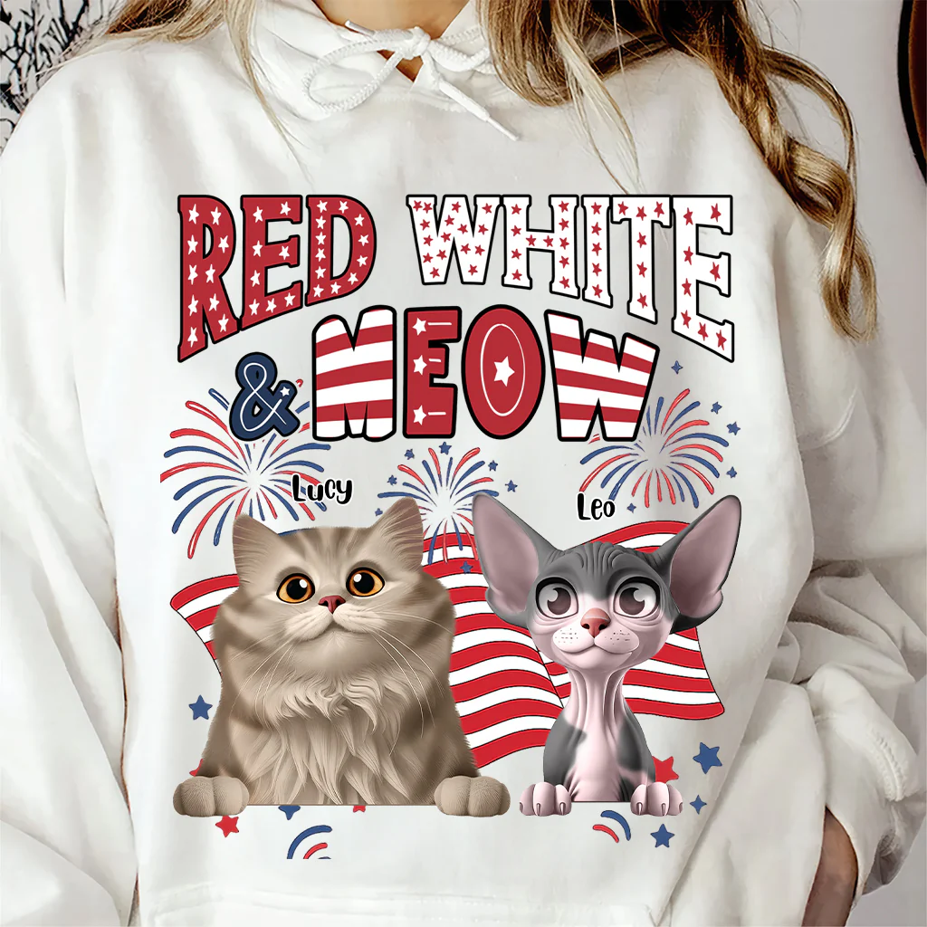 Red White Meow - Personalized T-shirt - Patriotic Gift For Cat, Pet Lovers | CLP16 HN02 - Image 8