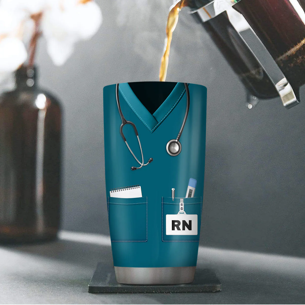 Registered Nurse - Personalized Stainless Steel Tumbler - Gift For Black Women, Nurses - Image 3