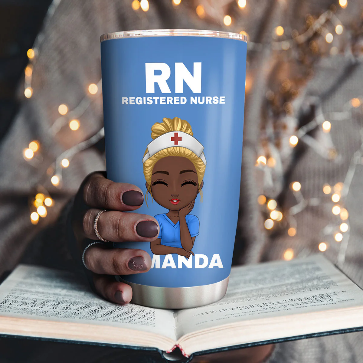 Registered Nurse - Personalized Stainless Steel Tumbler - Gift For Black Women, Nurses - Image 4