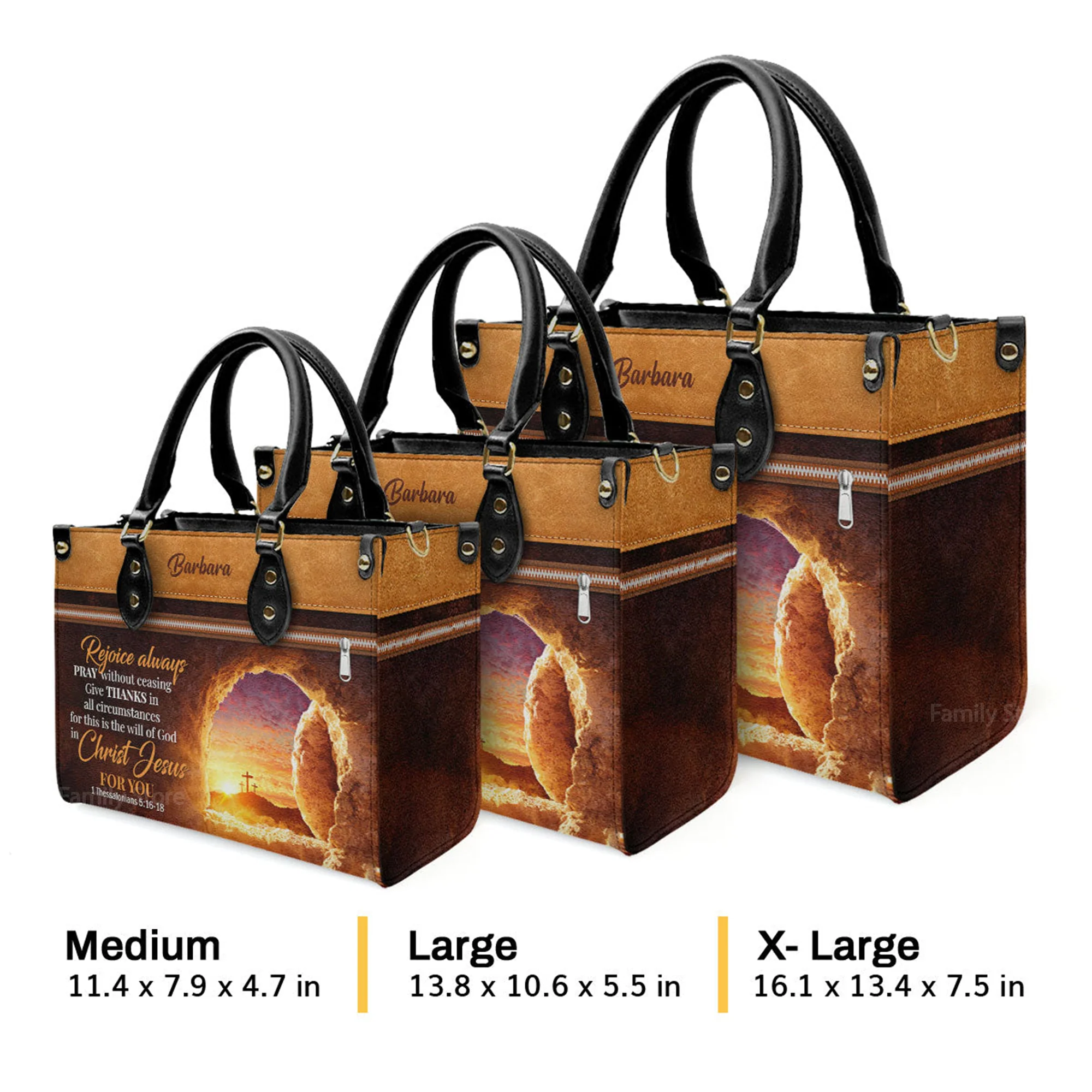 Rejoice Always, Pray Without Ceasing - Thoughtful Gift For Christians - Personalized Leather Handbag With Handle - AT4081411 - Image 3