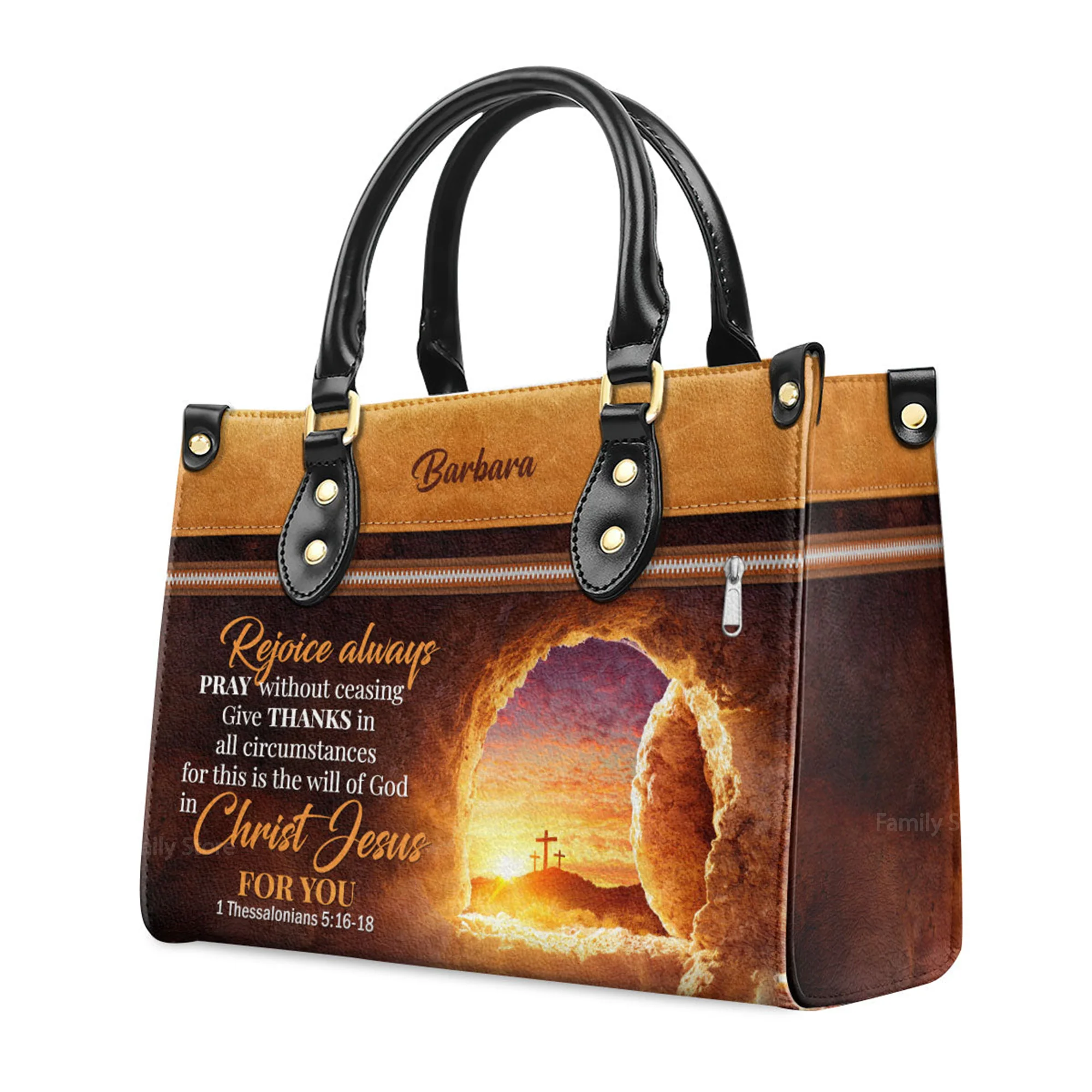 Rejoice Always, Pray Without Ceasing - Thoughtful Gift For Christians - Personalized Leather Handbag With Handle - AT4081411 - Image 4