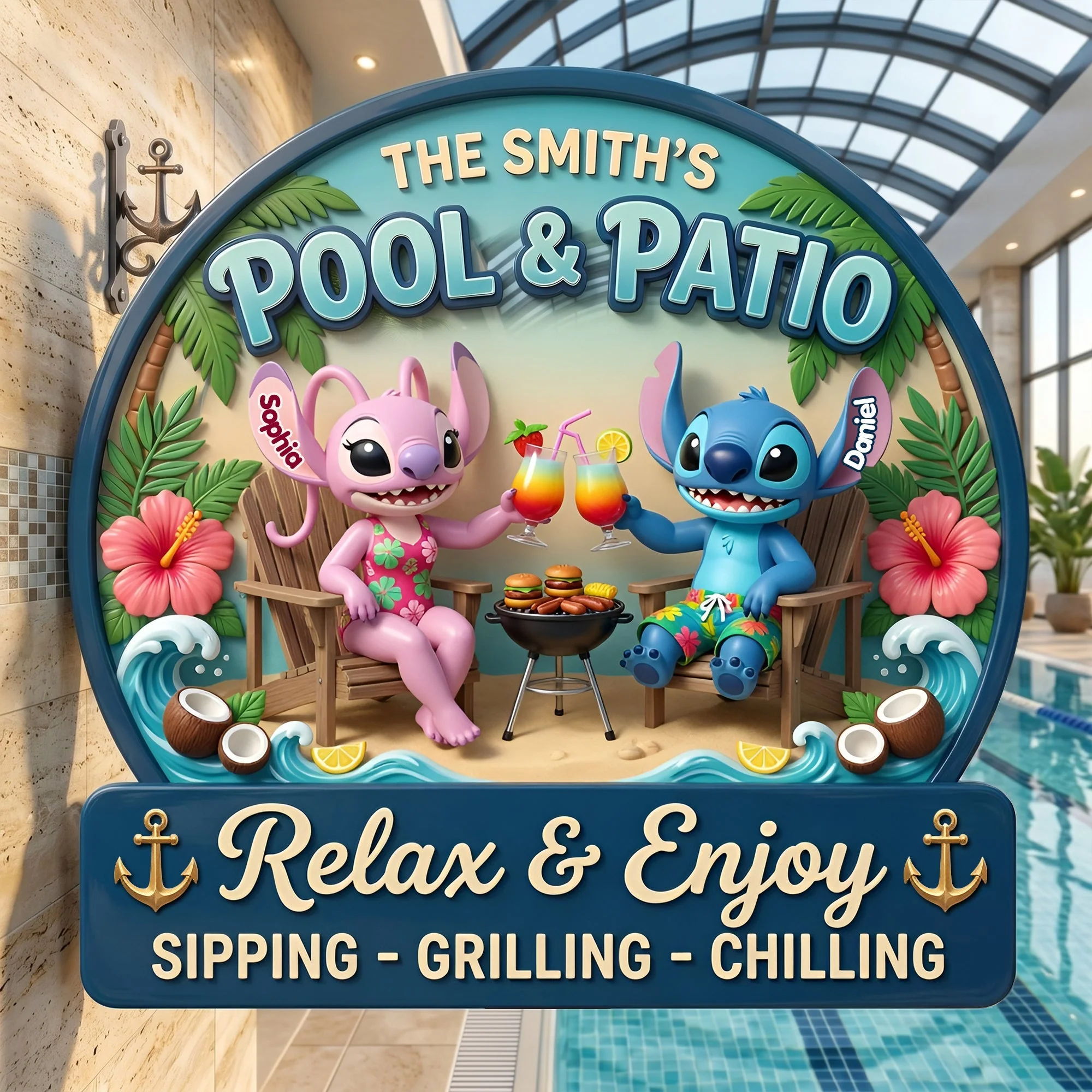 Relax & Enjoy With Cute Aliens - Personalized Custom Shaped Metal Sign - Gift For Couple - Sti - Image 4