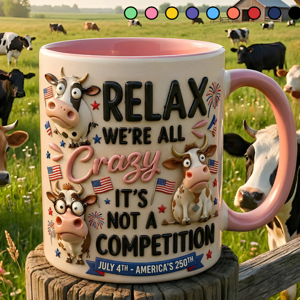 Relax We're All Crazy Funny Cows - Personalized Accent Mug - Gift For Farmers