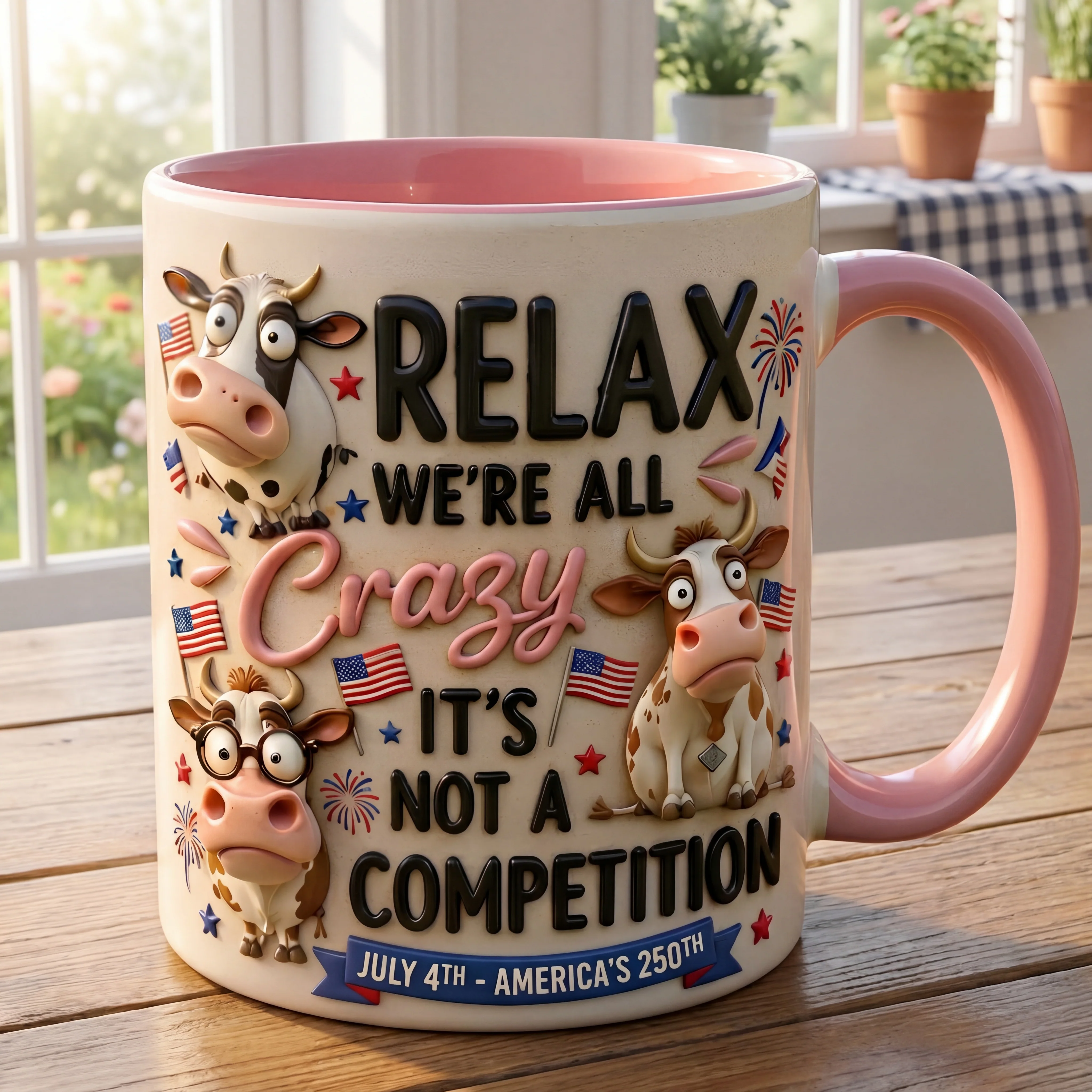 Relax We're All Crazy Funny Cows - Personalized Accent Mug - Gift For Farmers - Image 2