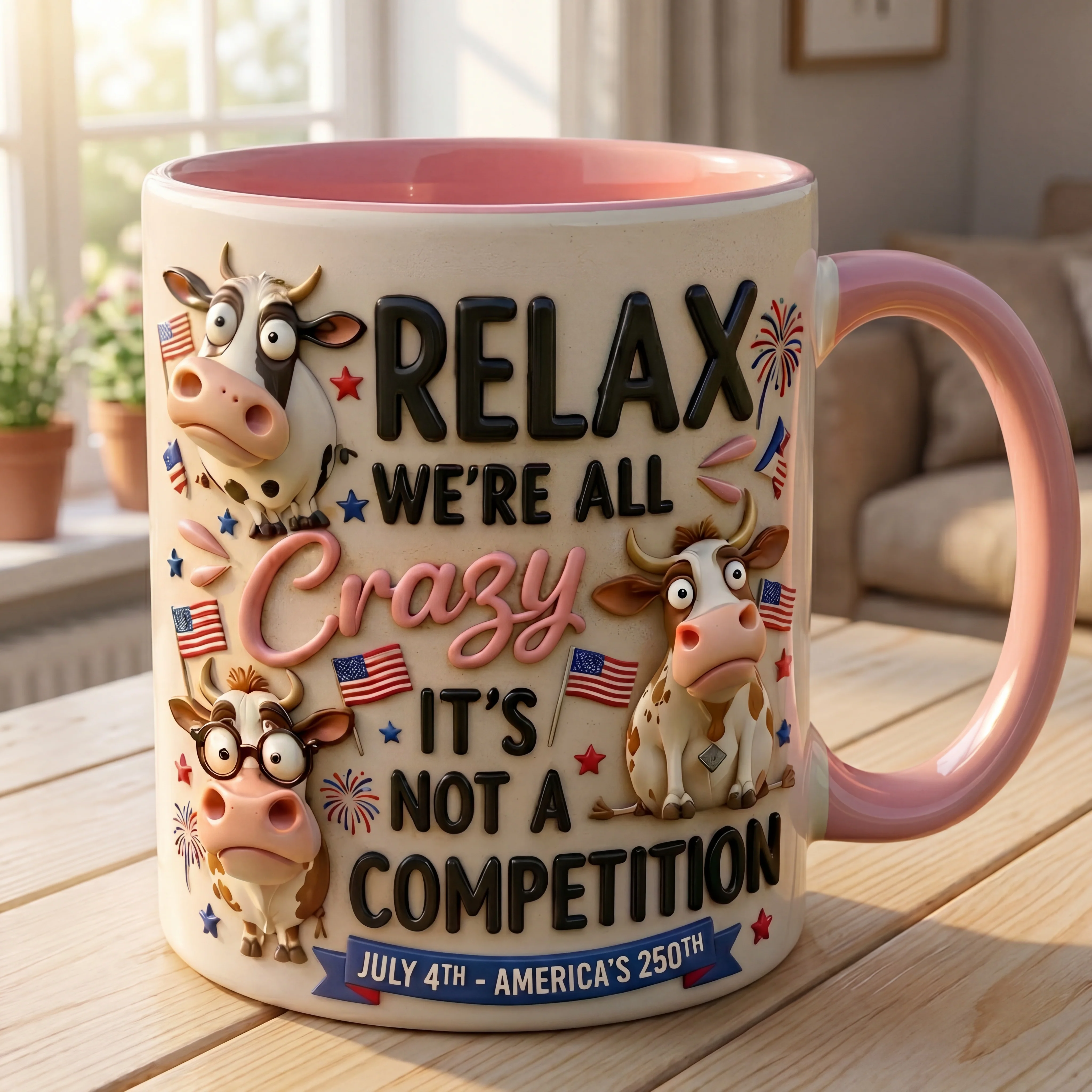 Relax We're All Crazy Funny Cows - Personalized Accent Mug - Gift For Farmers - Image 3