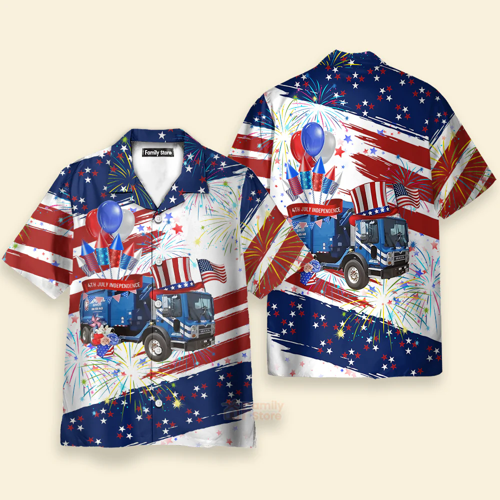 Republic Services, 4Th Of July Hawaiian Shirt - Image 3