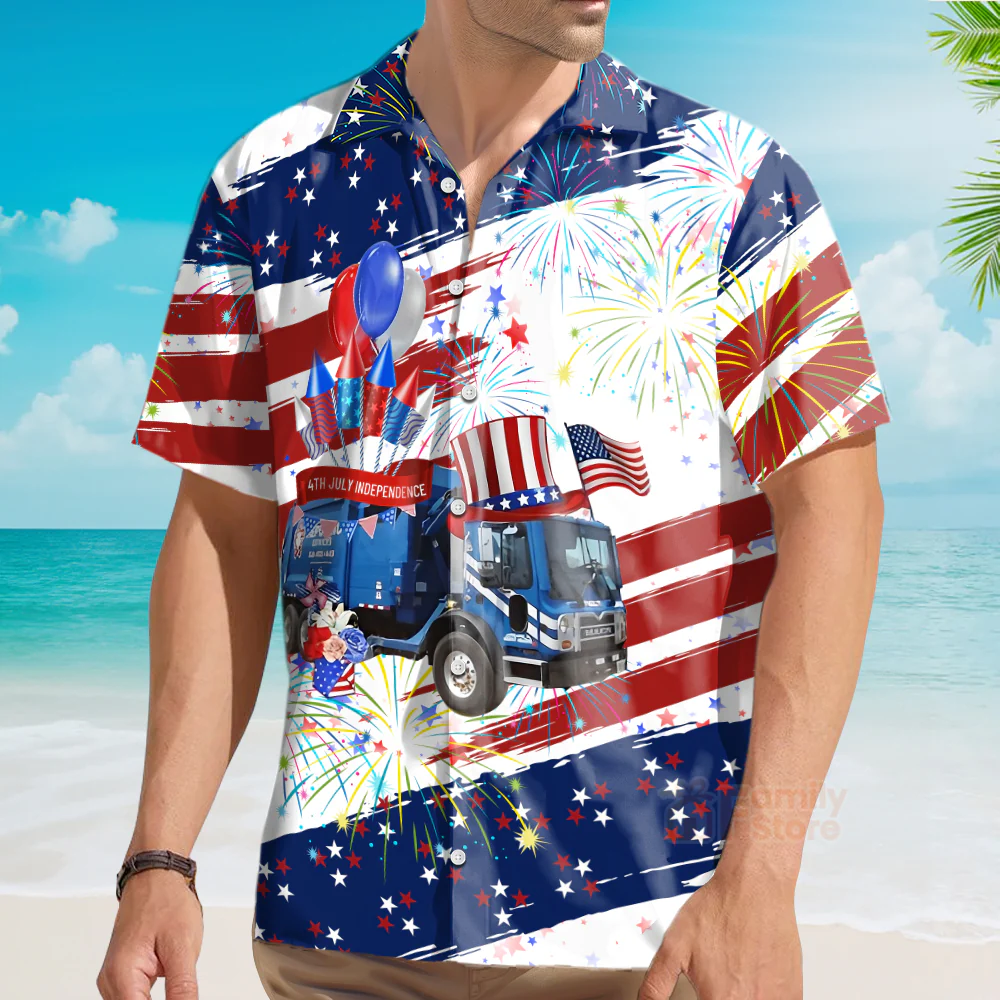 Republic Services, 4Th Of July Hawaiian Shirt - Image 4