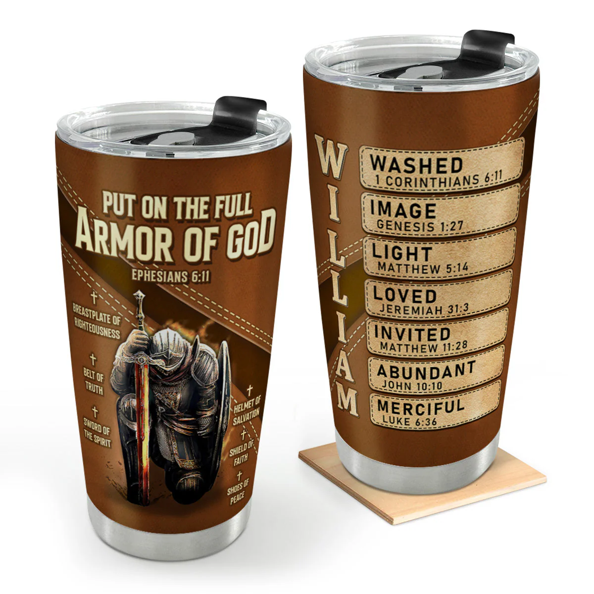 Resilient Armor Of God - Personalized Stainless Steel Tumbler HL128
