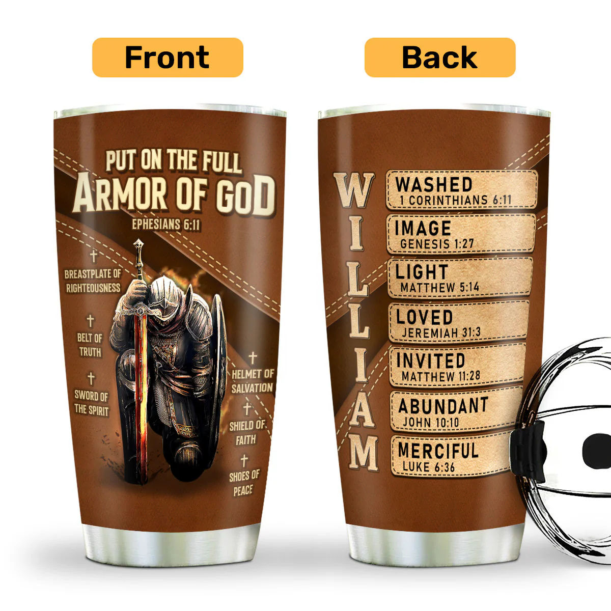 Resilient Armor Of God - Personalized Stainless Steel Tumbler HL128 - Image 2
