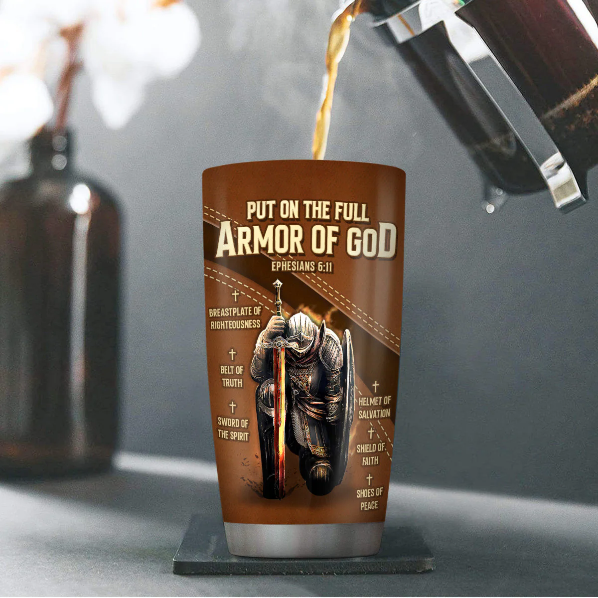 Resilient Armor Of God - Personalized Stainless Steel Tumbler HL128 - Image 3