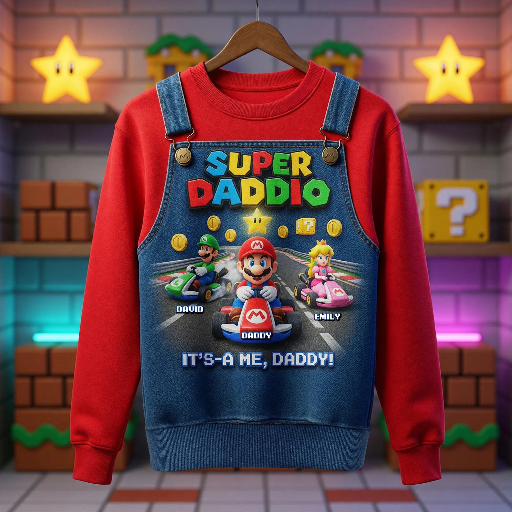 Retro Game Dad And Kids - Personalized All Over Shirt - Gift For Father's Day, Movie Fans - Mrio