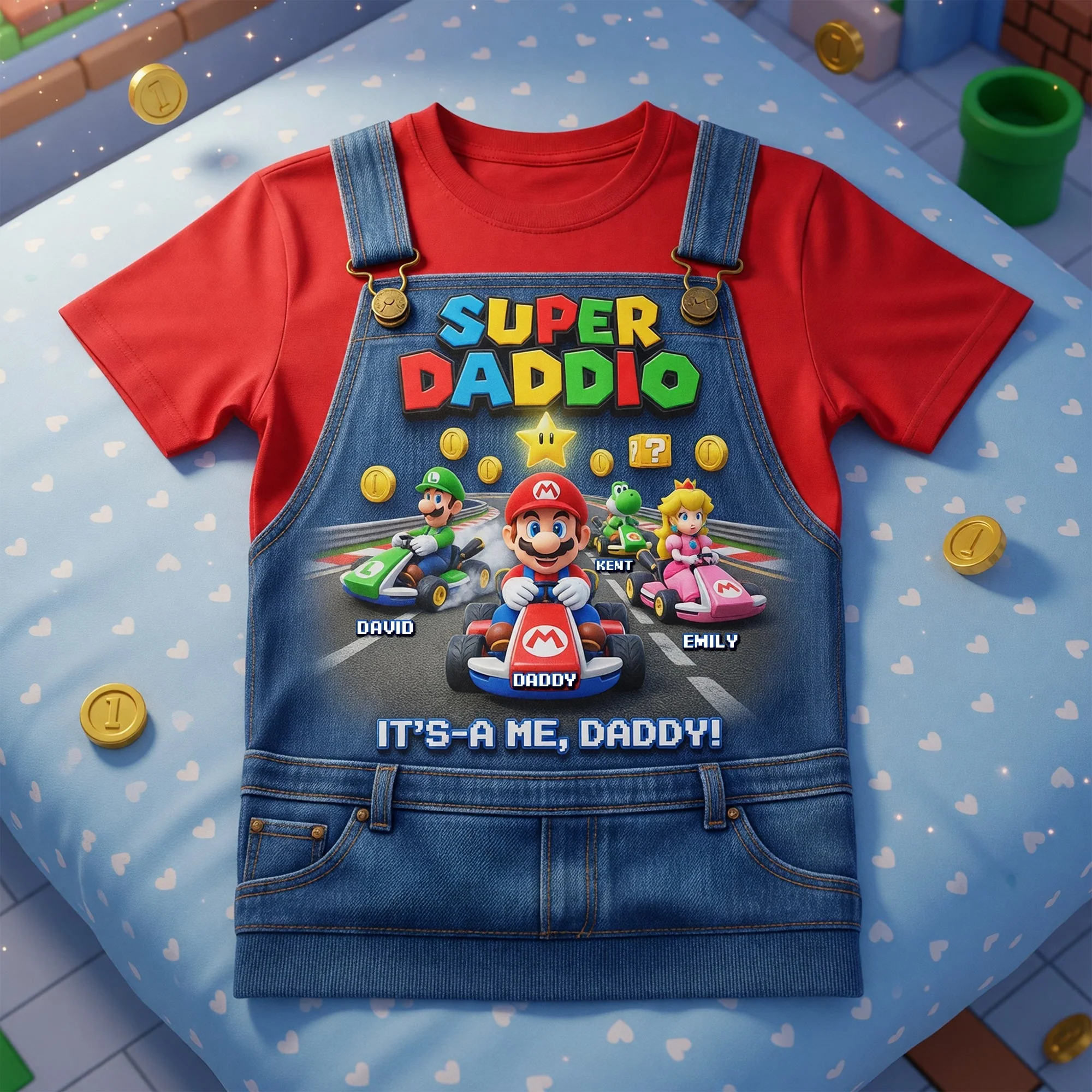 Retro Game Dad And Kids - Personalized All Over Shirt - Gift For Father's Day, Movie Fans - Mrio - Image 3
