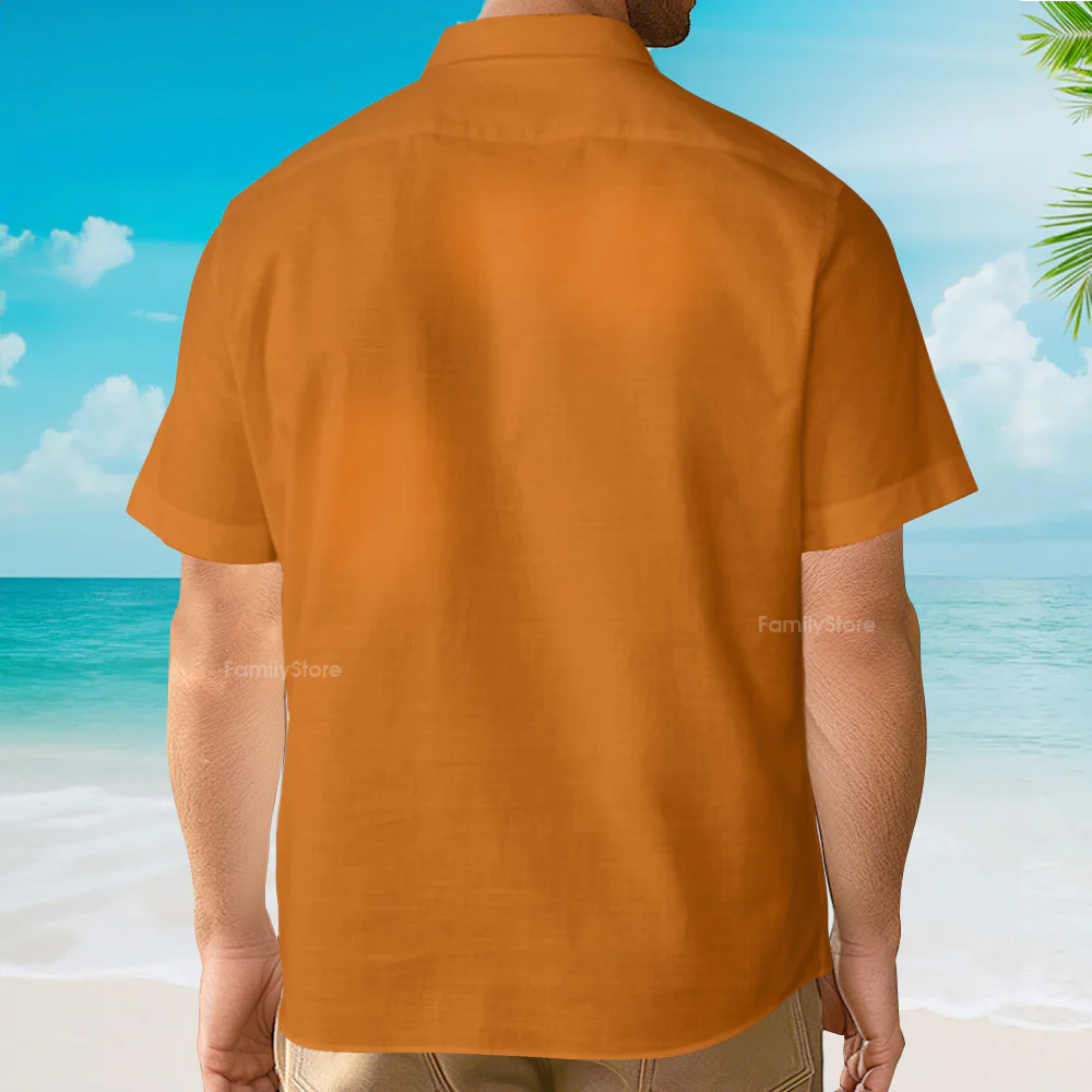 Retro Orange Striped Skull Skewers Hawaiian Shirt - Image 3