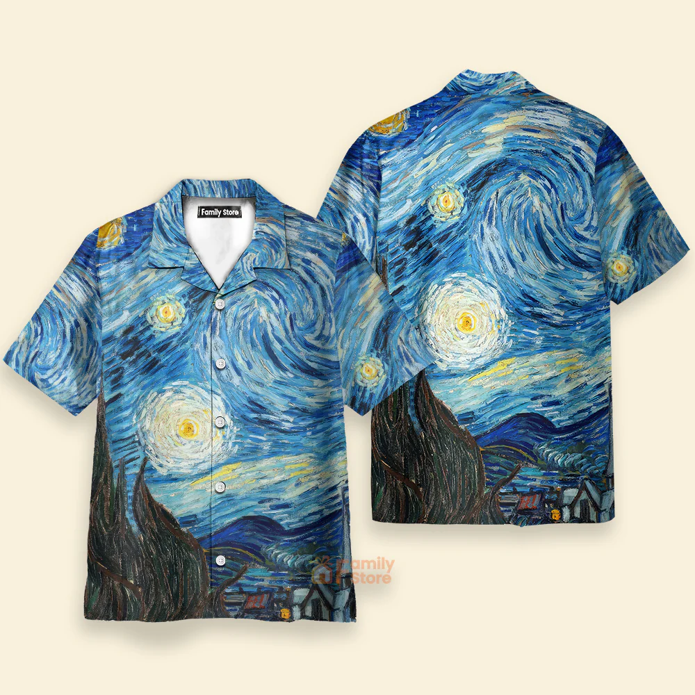 Retro Van Gogh The Starry Night - Hawaiian Shirt - Image 4