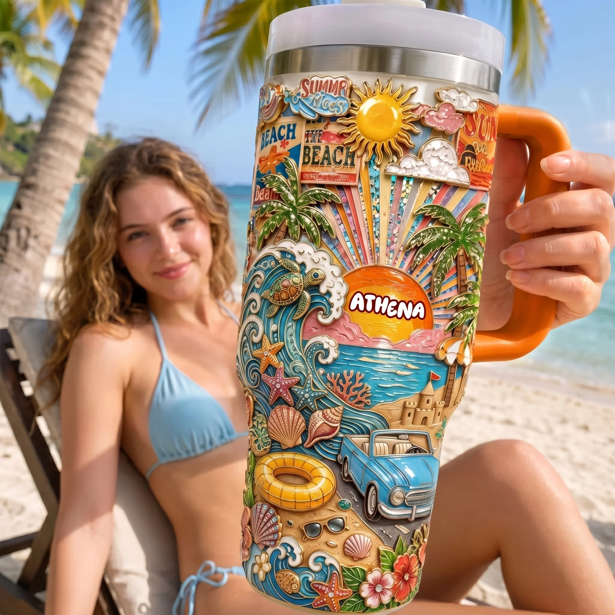 Road Trip Summer Vacation - Personalized Tumbler - Gift For Her, Beach Lovers - Image 5