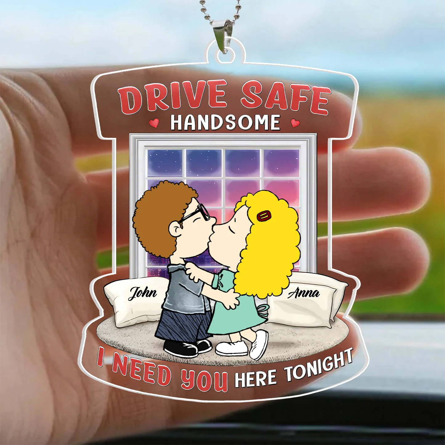 Road Trippin Drive Safe Handsome Peanut - Personalized Car Ornament - Gift For Couple, Husband Wife GR9 NH96 - Image 3