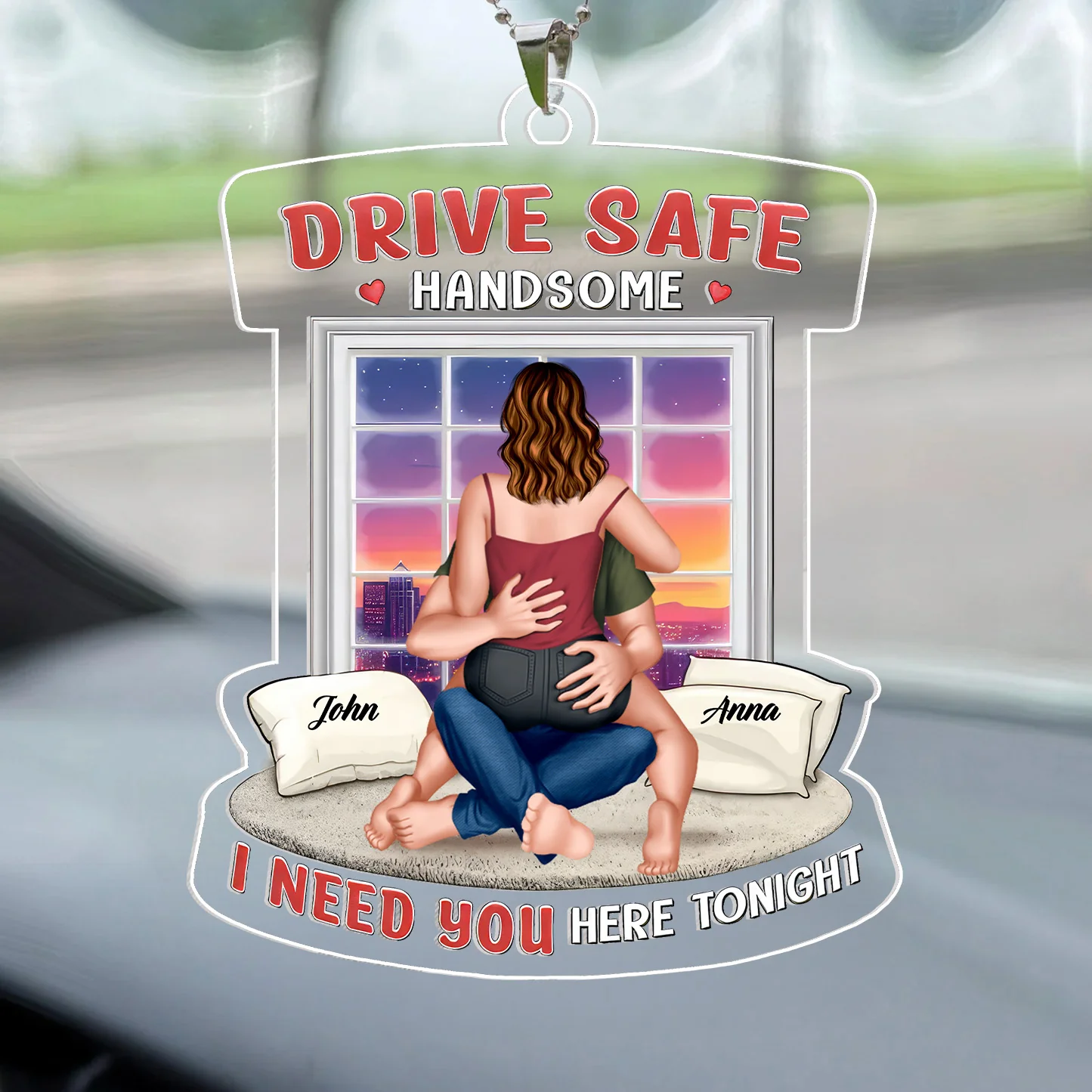 Road Trippin I Need U Here Tonight - Personalized Car Hanging Ornament - Gift For Couple, Husband Wife, Anniversary Gift - CL28 NA94