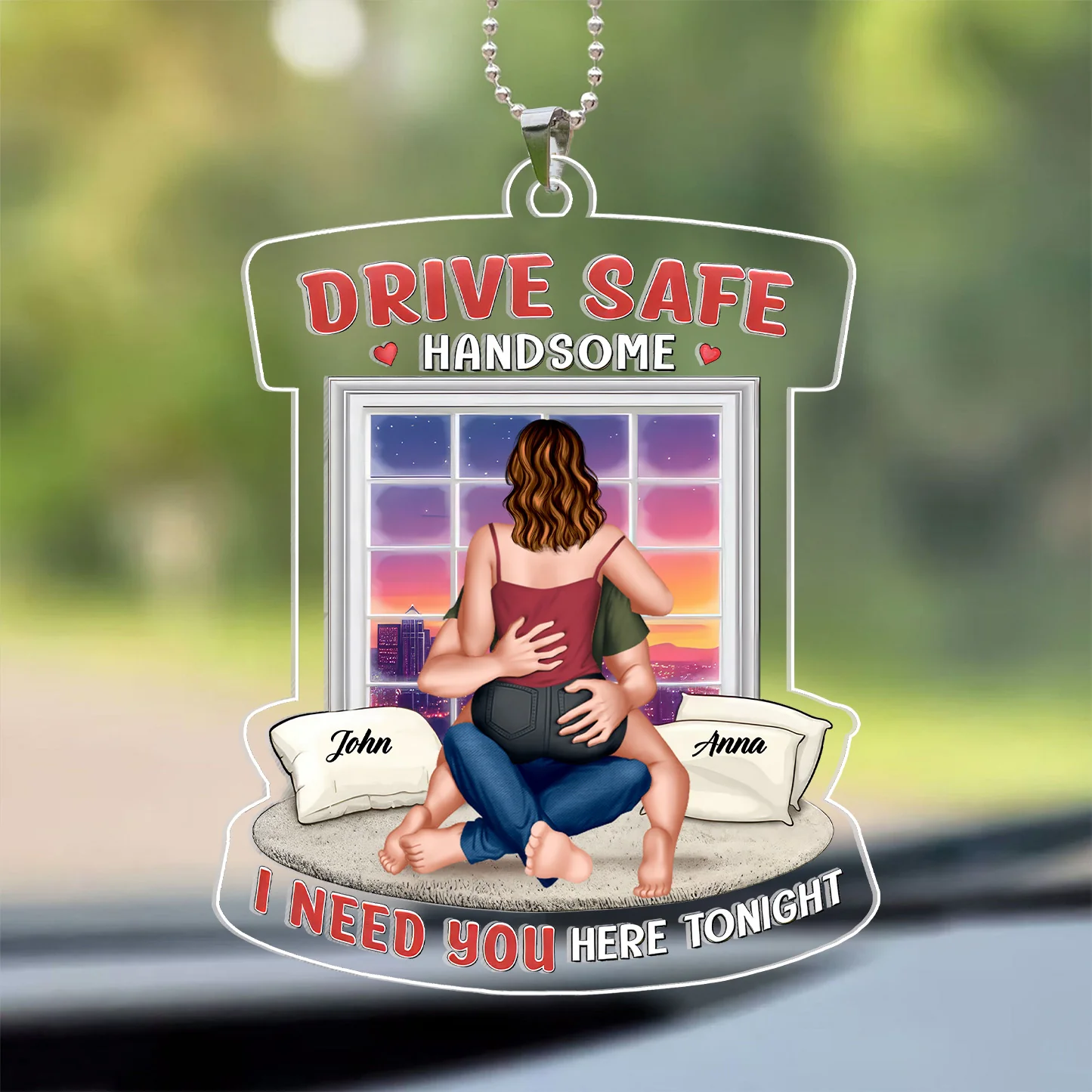 Road Trippin I Need U Here Tonight - Personalized Car Hanging Ornament - Gift For Couple, Husband Wife, Anniversary Gift - CL28 NA94 - Image 2