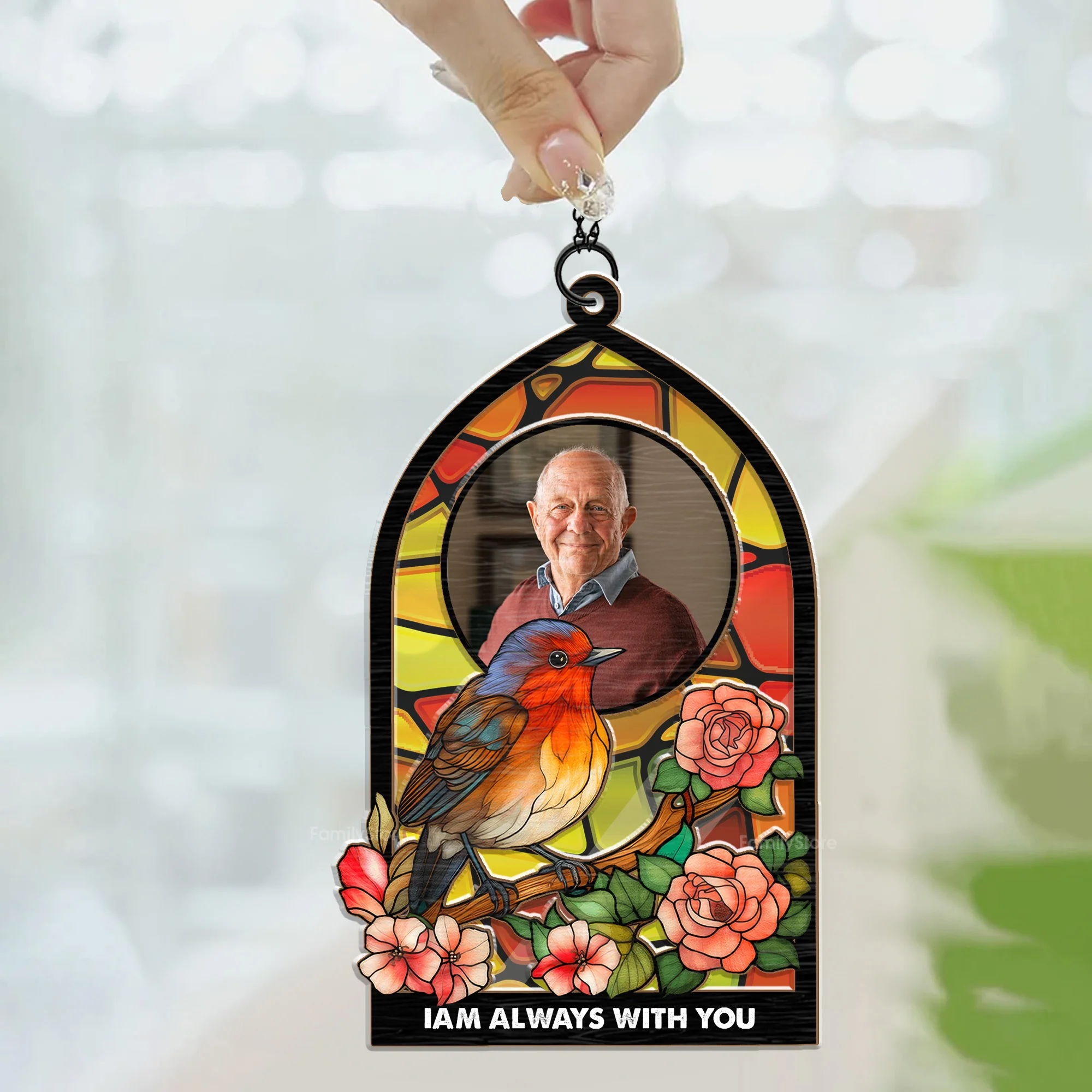Robin I'm Always With You - Memorial Gift - Personalized Window Hanging Window Hanging Suncatcher Ornament NA94 - Image 4
