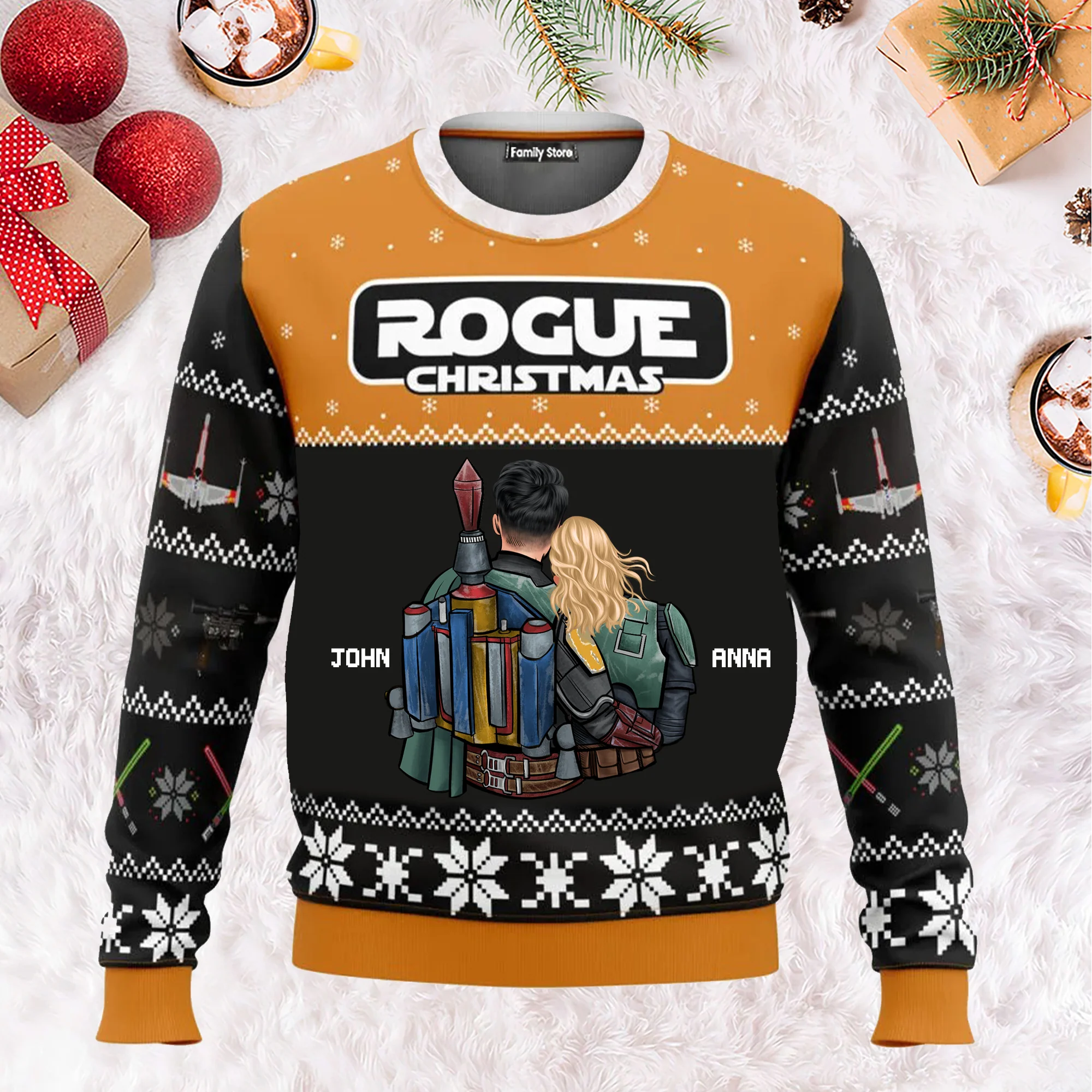 Rogue Christmas Stwa - Personalized Ugly Sweatshirt - Gift For Couple, Husband Wife, Anniversary CL19 NH96 - Image 2
